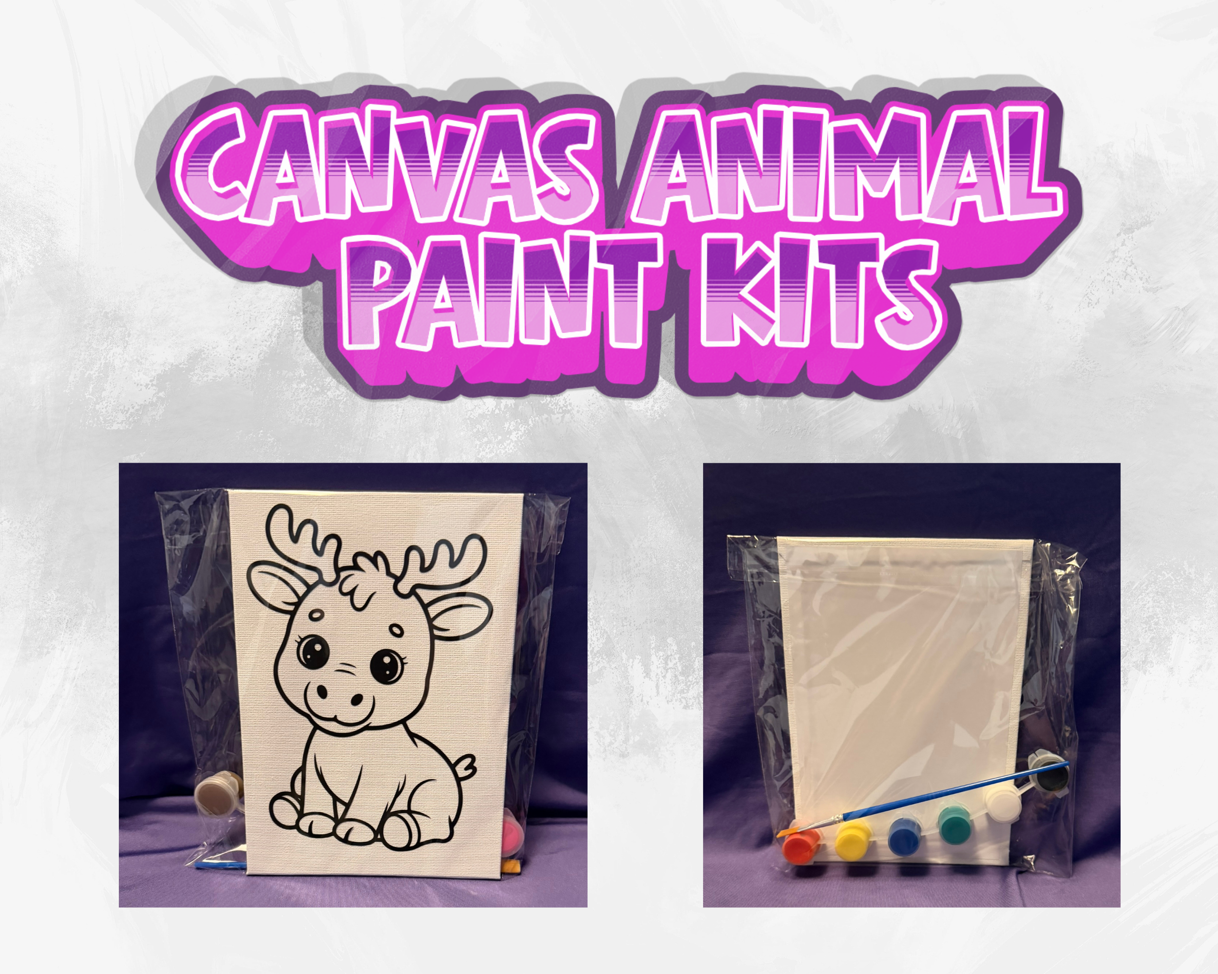 Canvas Animal Paint Kits | 5x7 Kids DIY Art Activity Set