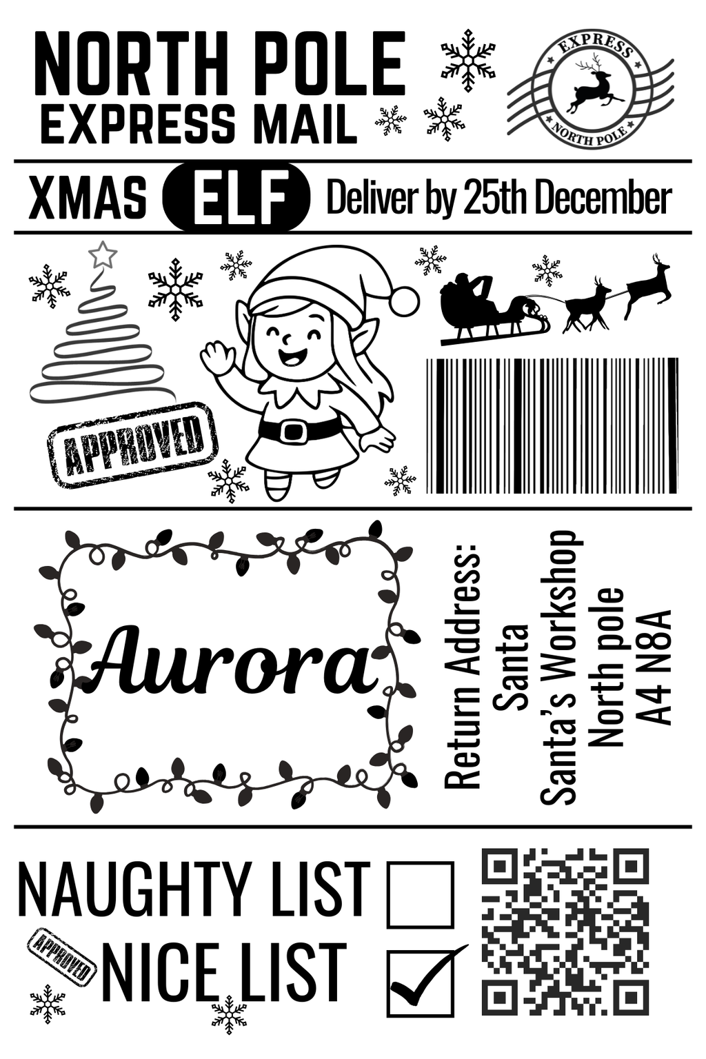 Custom North Pole Shipping Labels