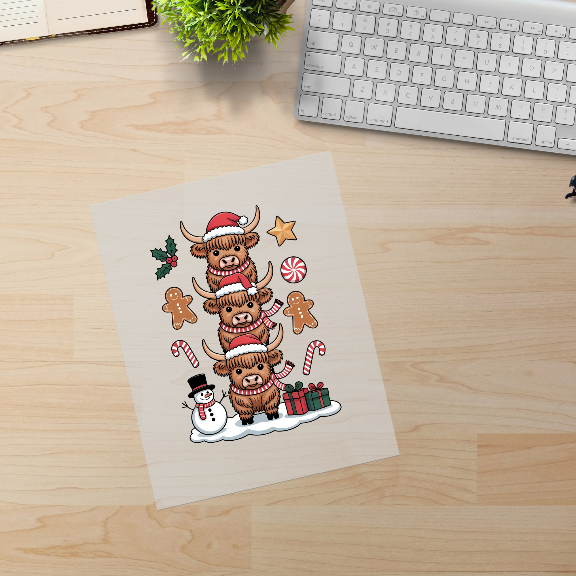 Christmas Highland Cows DTF Transfer