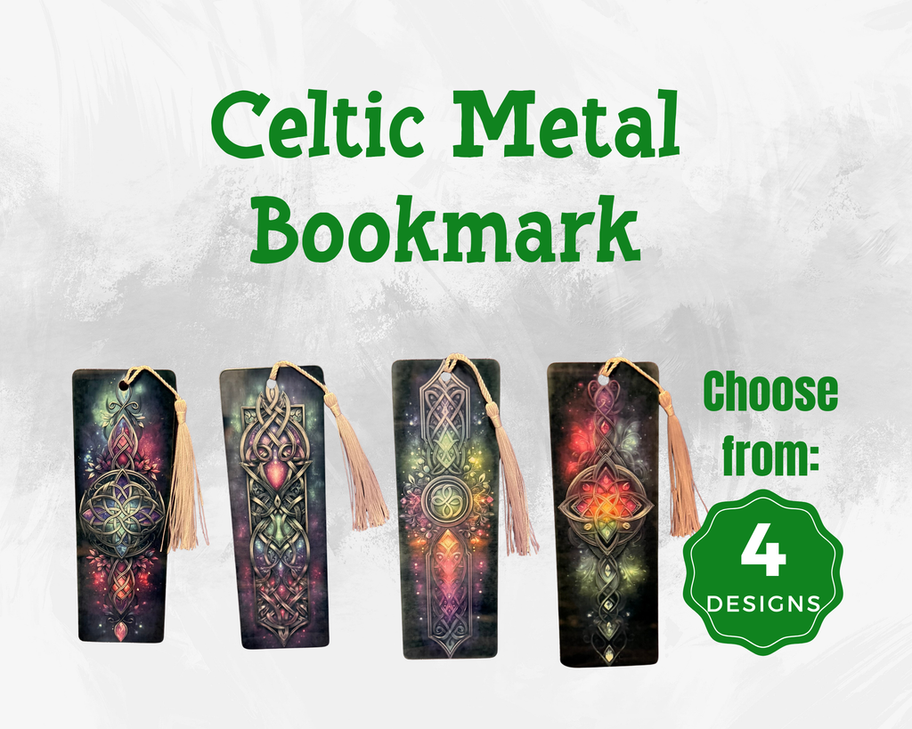 Celtic Metal Bookmark | Double-Sided Sublimation Fantasy Design | 6x2 Inch