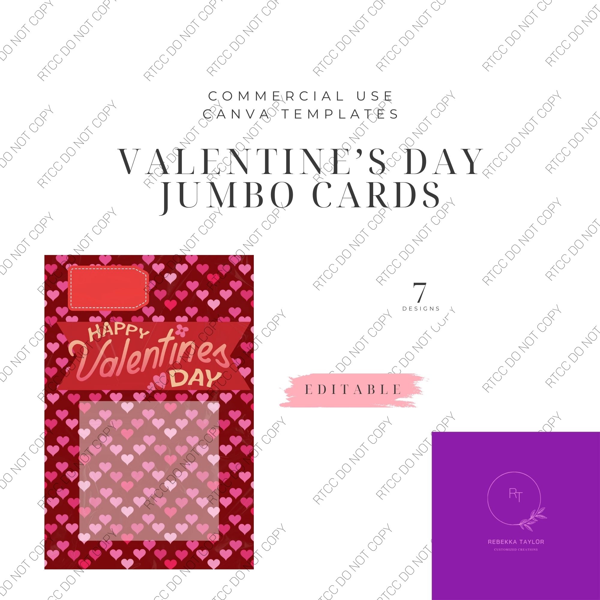 Jumbo Valentine’s Day Cards Canva Template Set