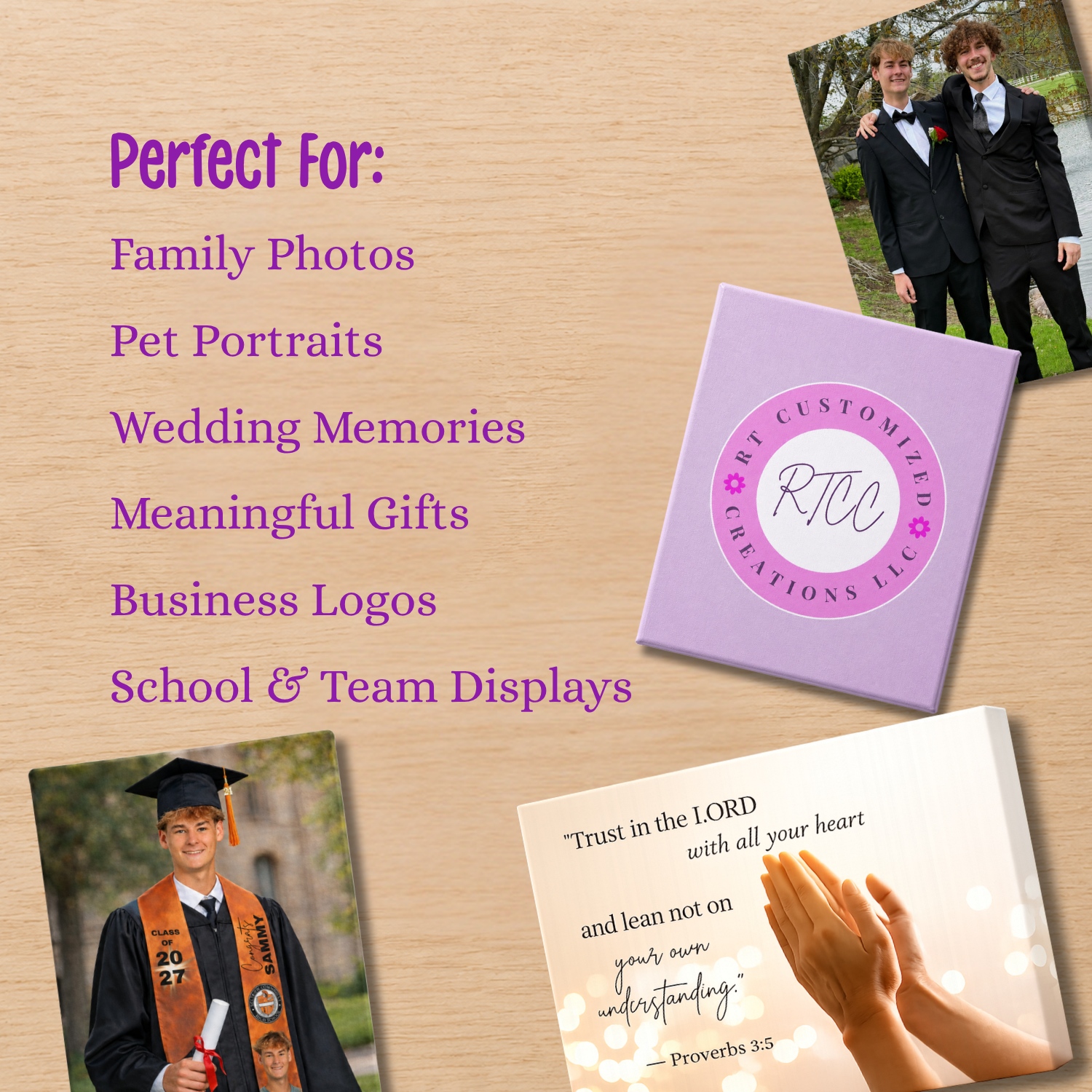 Custom Wrapped Canvas | Personalized Photo, Logo & Artwork Canvas Print | Family, Business, School & Gift Wall Décor