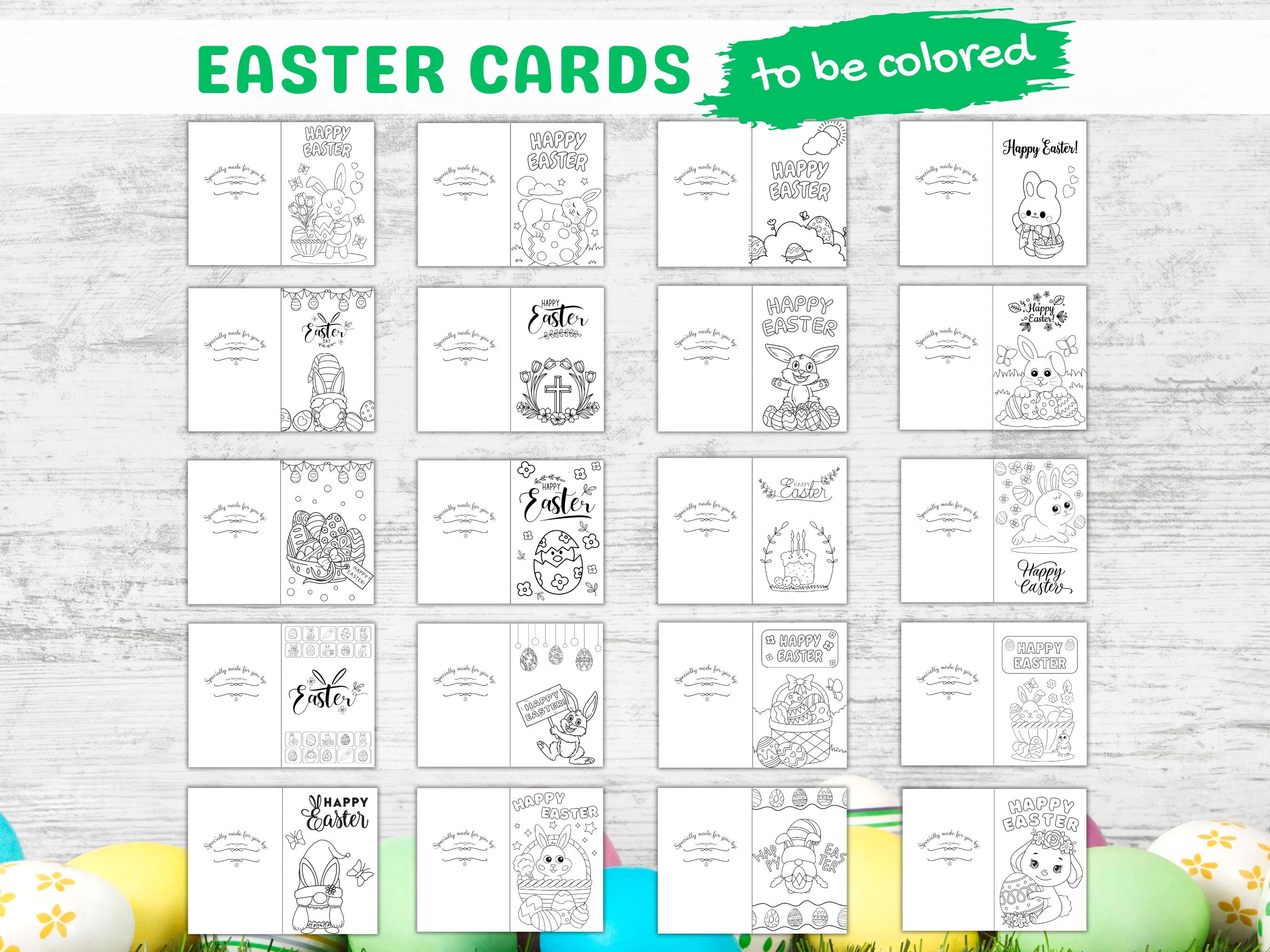 🐰 Coloring Easter Cards – Printable Easter Cards for Kids (PDF)