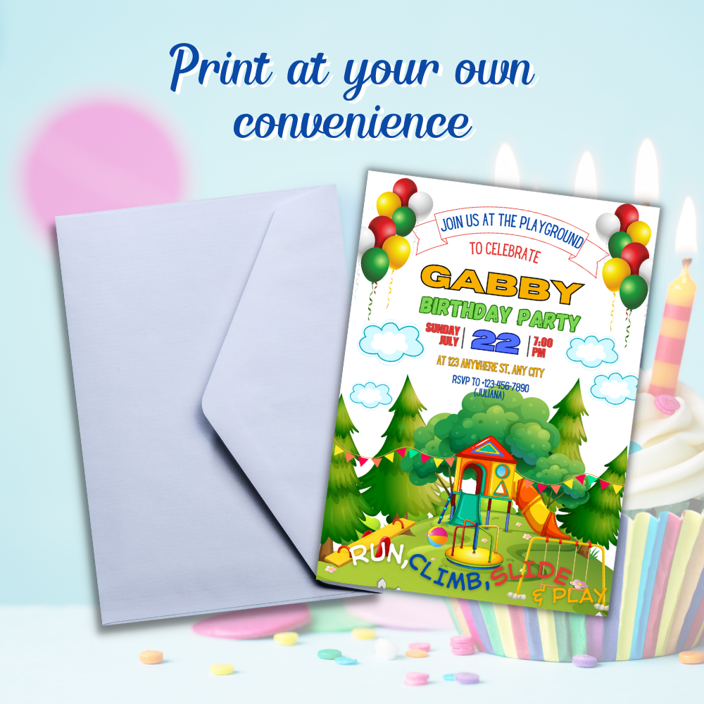 Playground Birthday Invitation – Editable Canva Template (5x7)