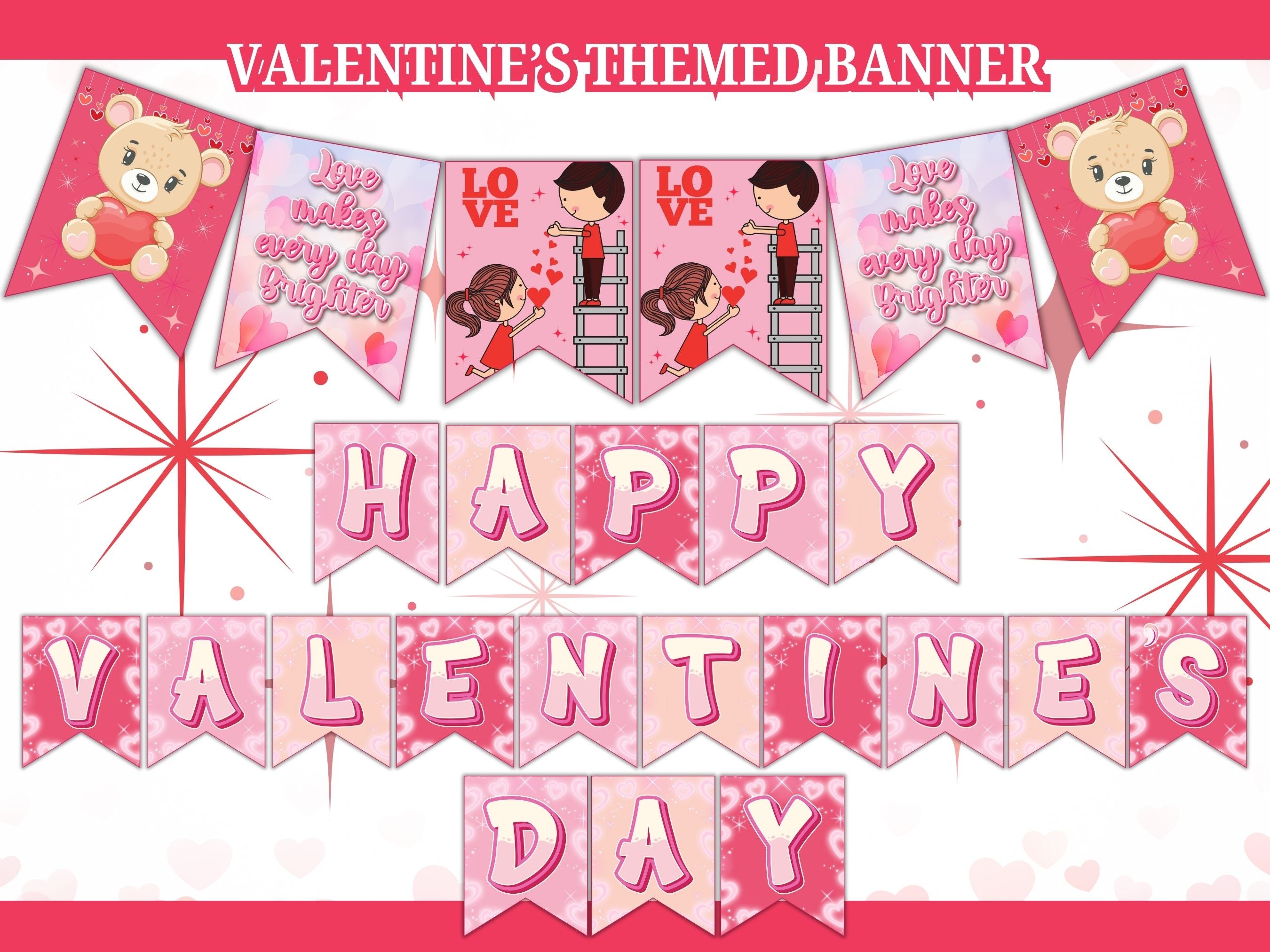 Valentine’s Themed Bulletin Board Kit | Growing Big Hearts & Big Minds | Classroom Valentine Decor | Printable PDF