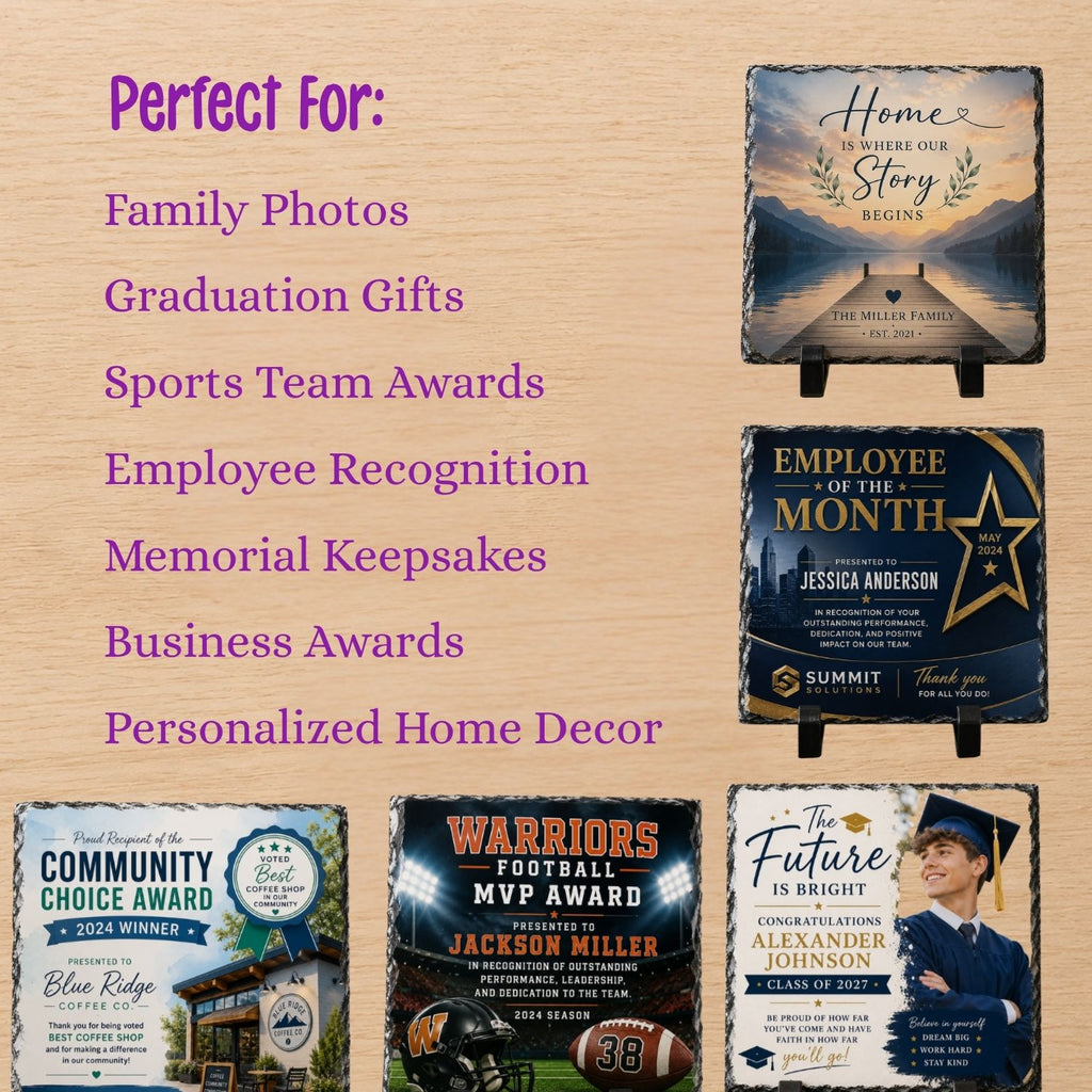 Custom Photo Slate | Personalized Picture Gift, Memorial, Award, Graduation, Wedding, Business Recognition & Home Décor