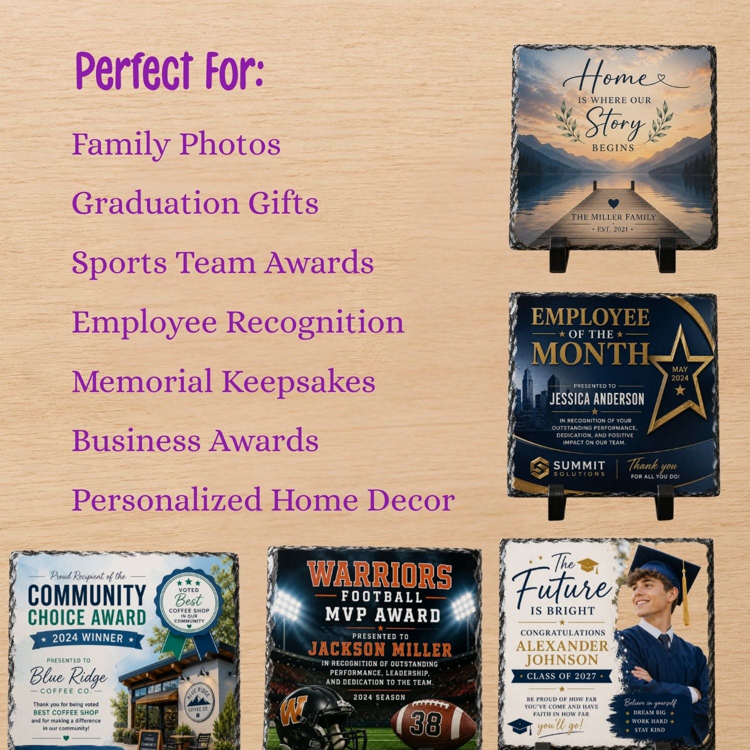 Custom Photo Slate | Personalized Picture Gift, Memorial, Award, Graduation, Wedding, Business Recognition & Home Décor