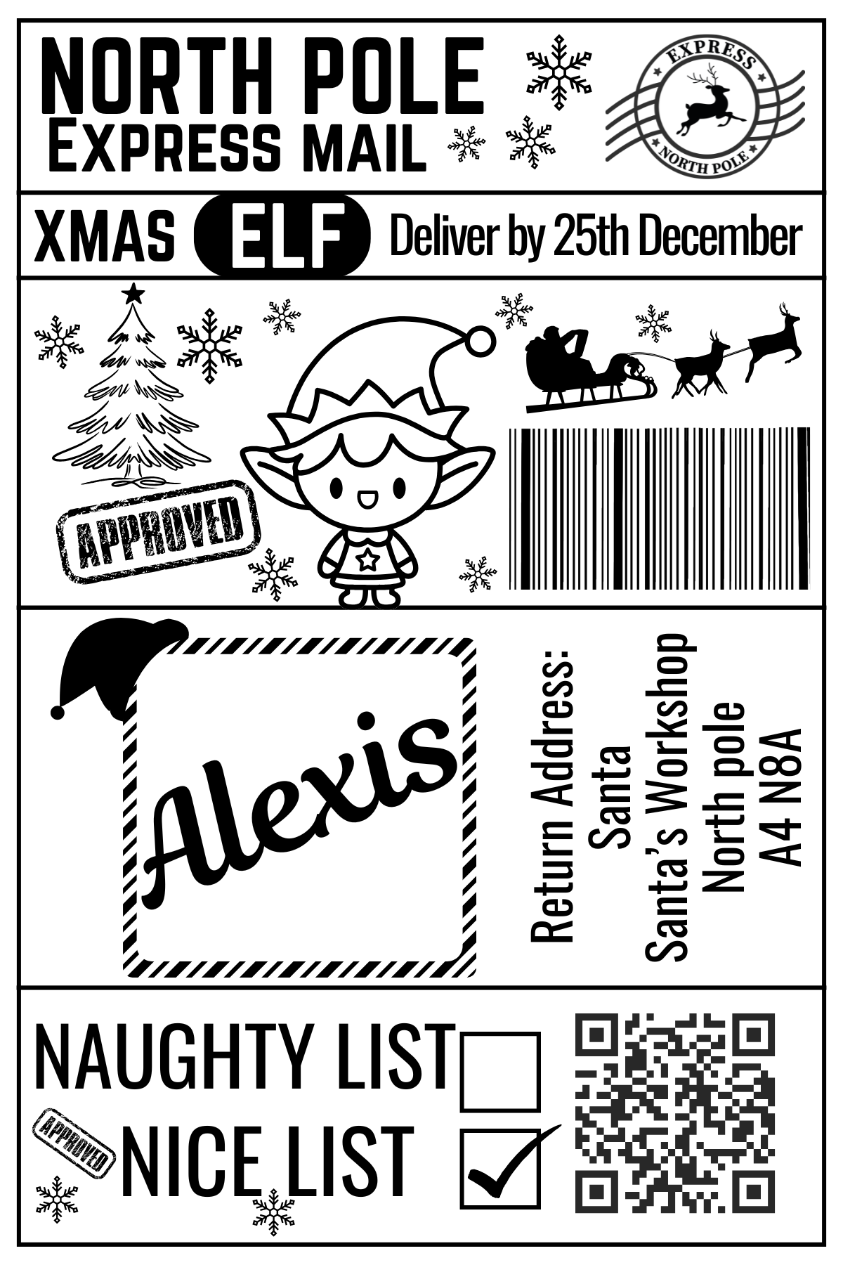 Custom North Pole Shipping Labels