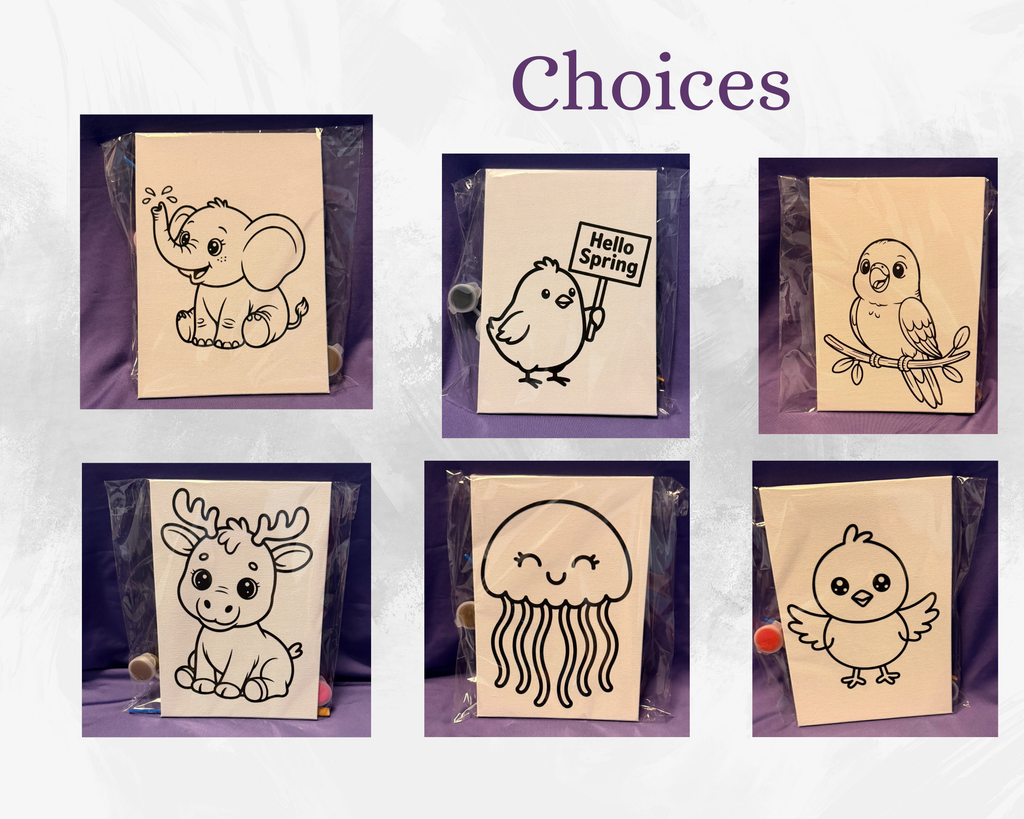 Canvas Animal Paint Kits | 5x7 Kids DIY Art Activity Set