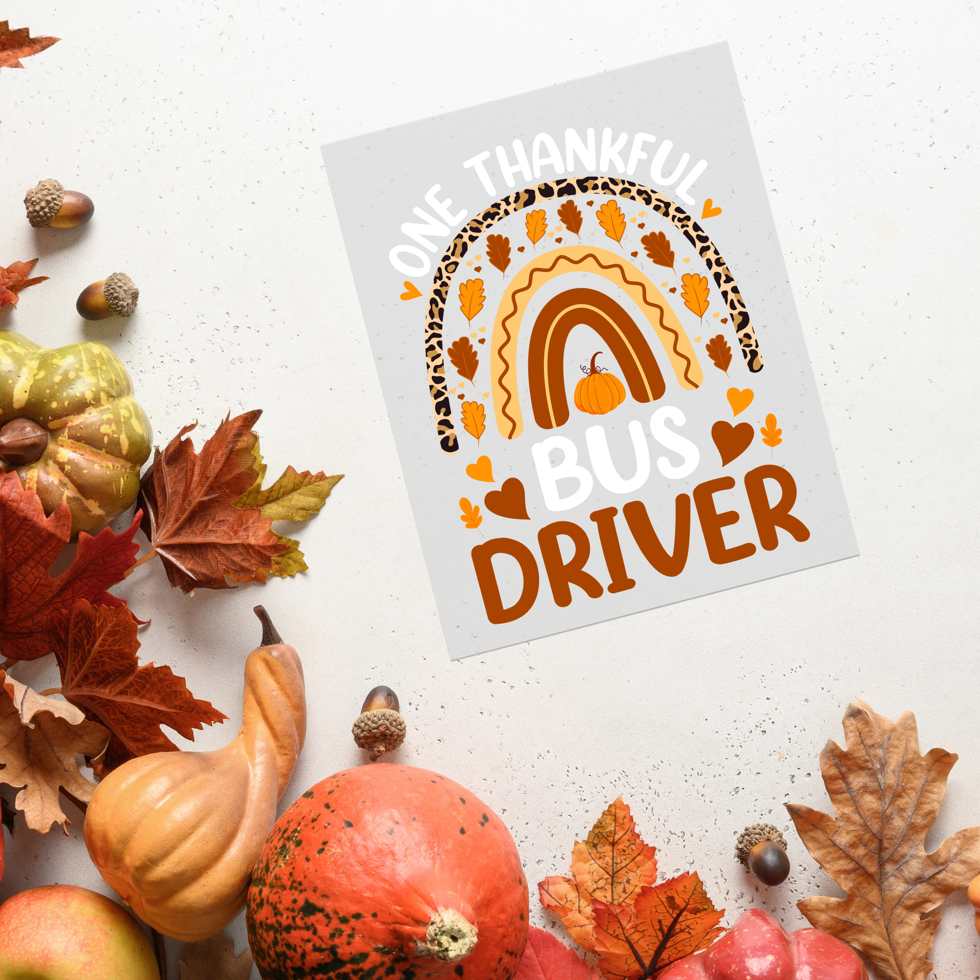 Thankful Bus Driver Rainbow DTF Transfer