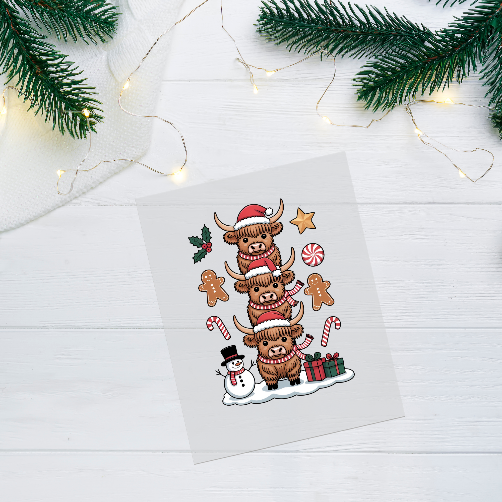 Christmas Highland Cows DTF Transfer