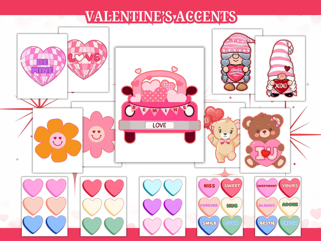 Valentine’s Themed Bulletin Board Kit | Growing Big Hearts & Big Minds | Classroom Valentine Decor | Printable PDF