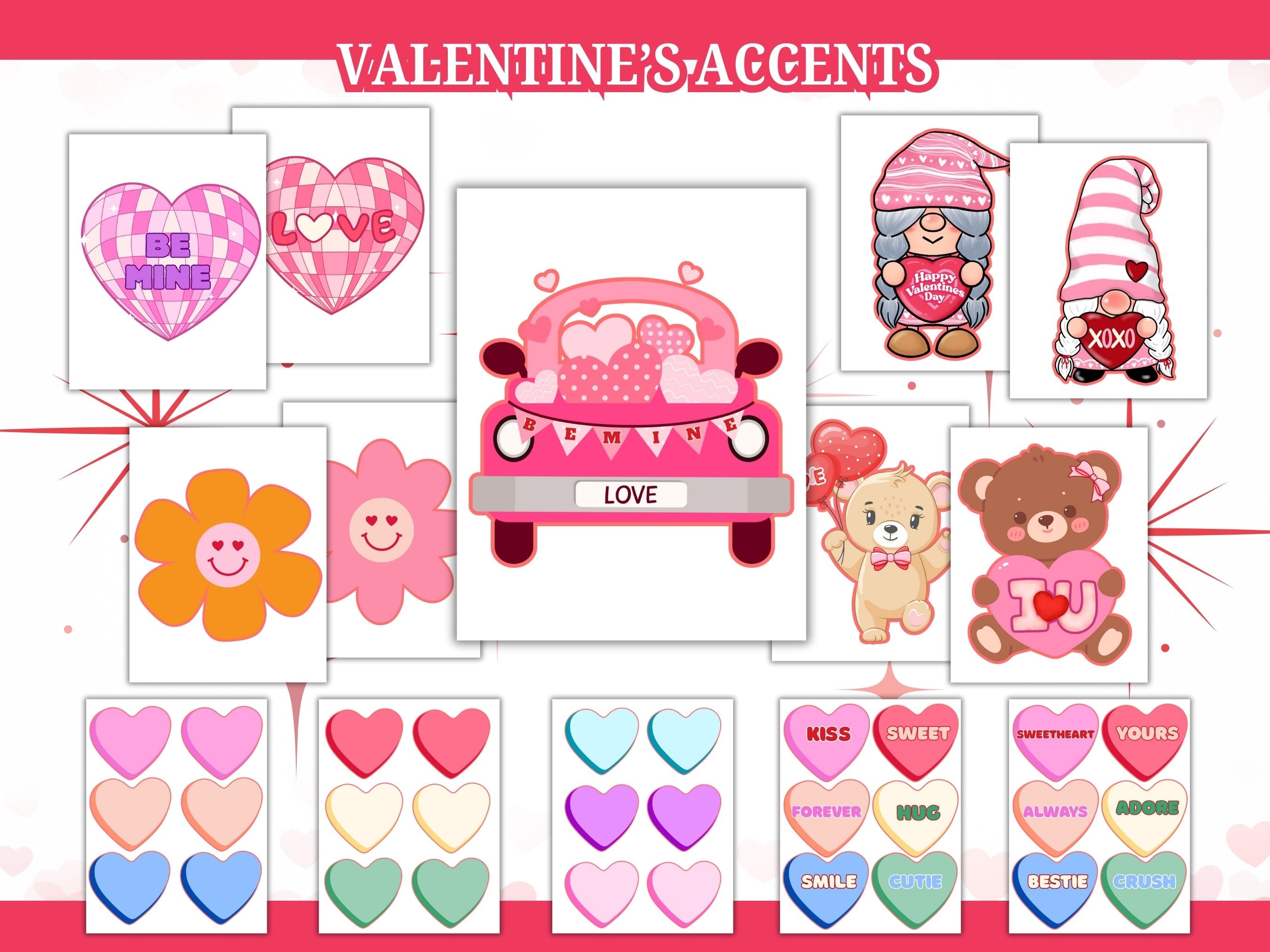 Valentine’s Themed Bulletin Board Kit | Growing Big Hearts & Big Minds | Classroom Valentine Decor | Printable PDF