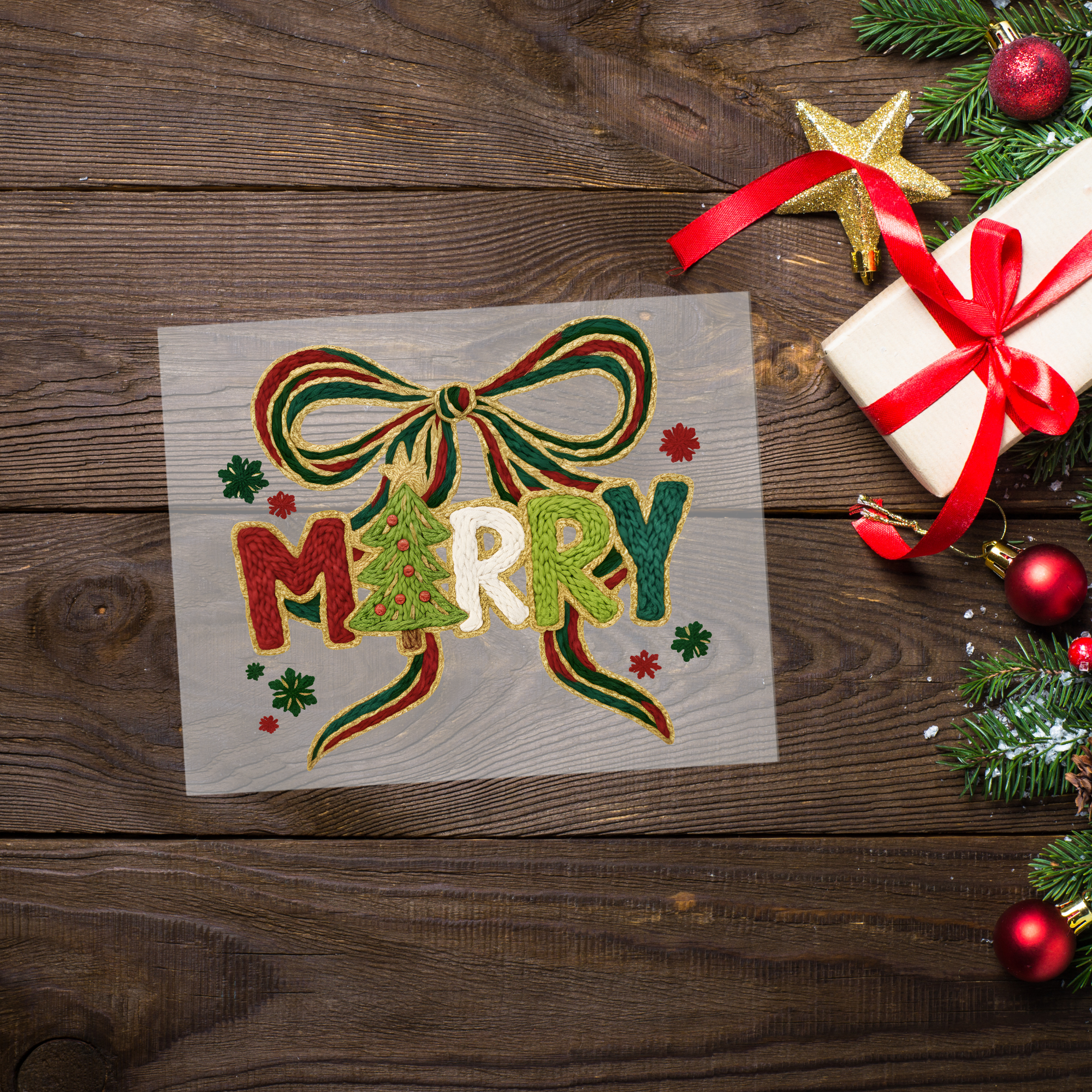 Merry Christmas Bow DTF Transfer