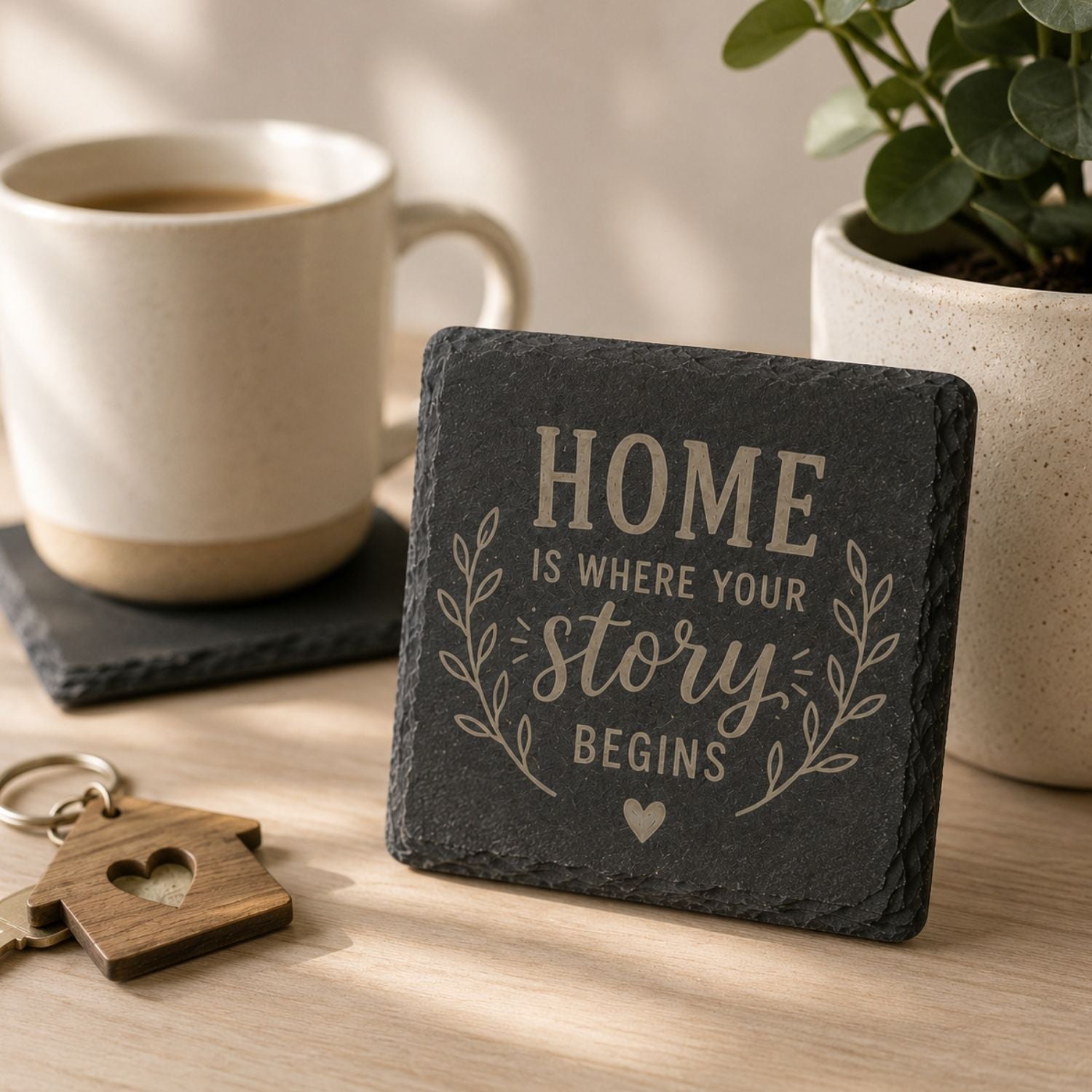 Custom Slate Coaster Set | Personalized Laser-Engraved Coasters with Your Logo, Monogram or Design