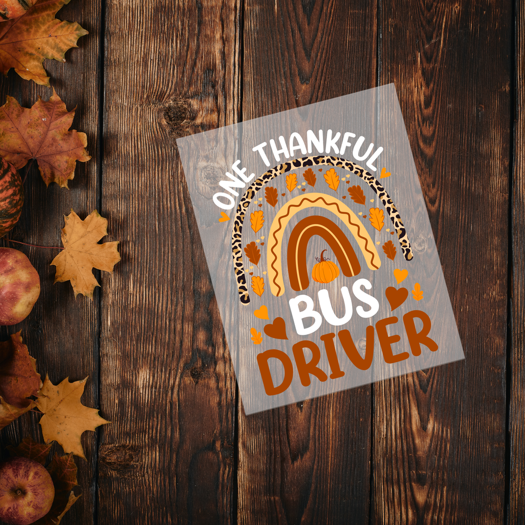 Thankful Bus Driver Rainbow DTF Transfer