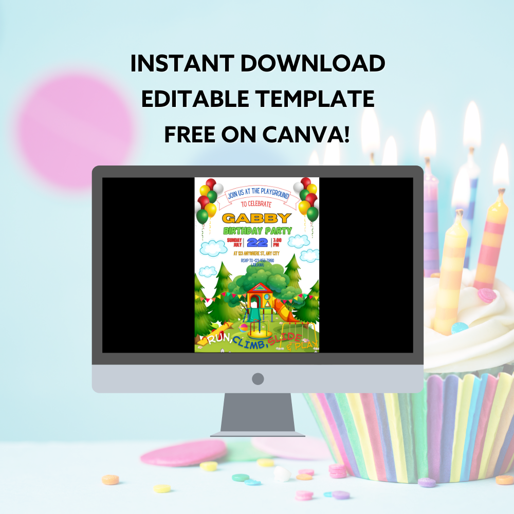 Playground Birthday Invitation – Editable Canva Template (5x7)