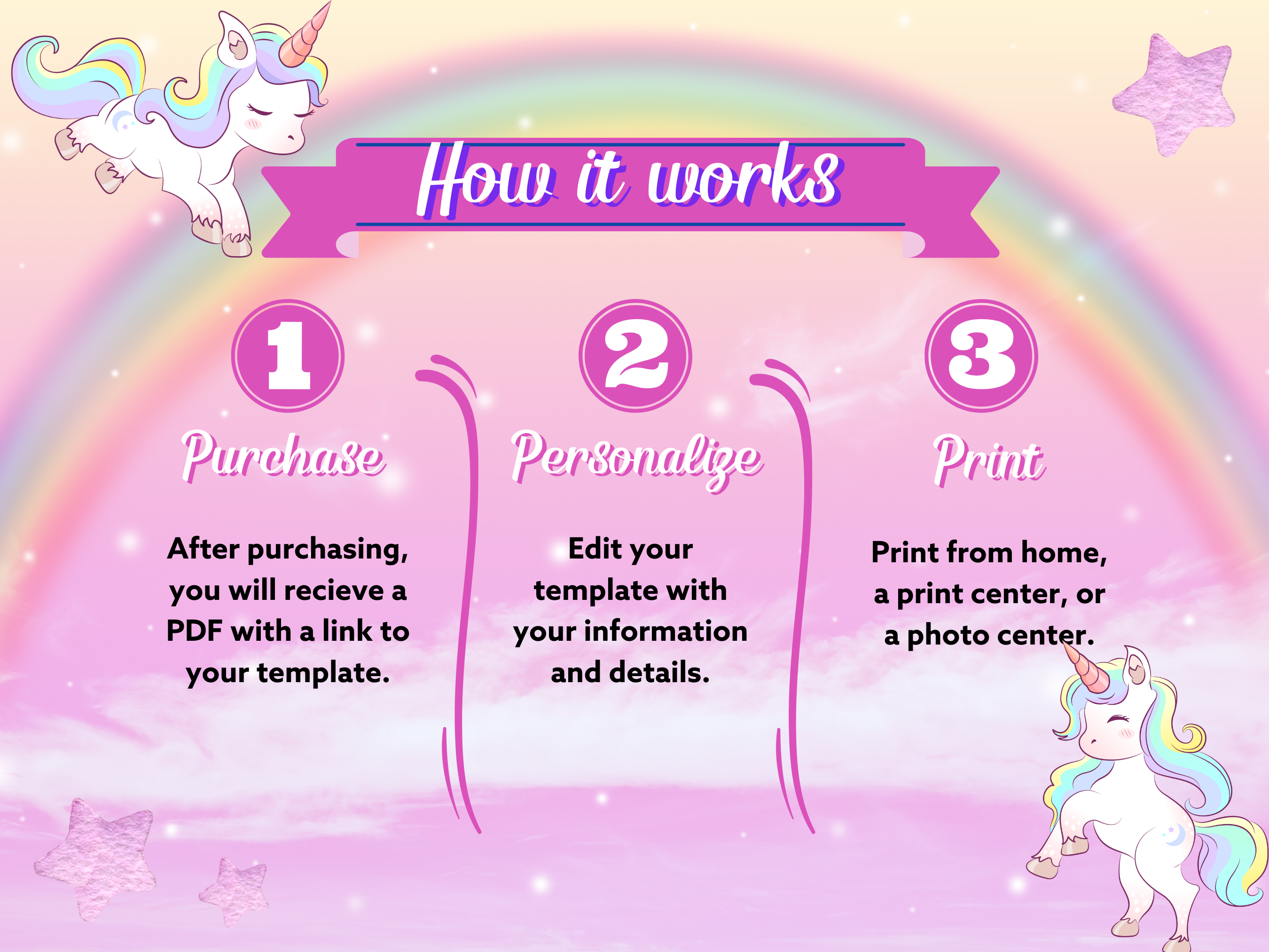 Rainbow Princess Birthday Invitation – Editable Canva Template (5x7)