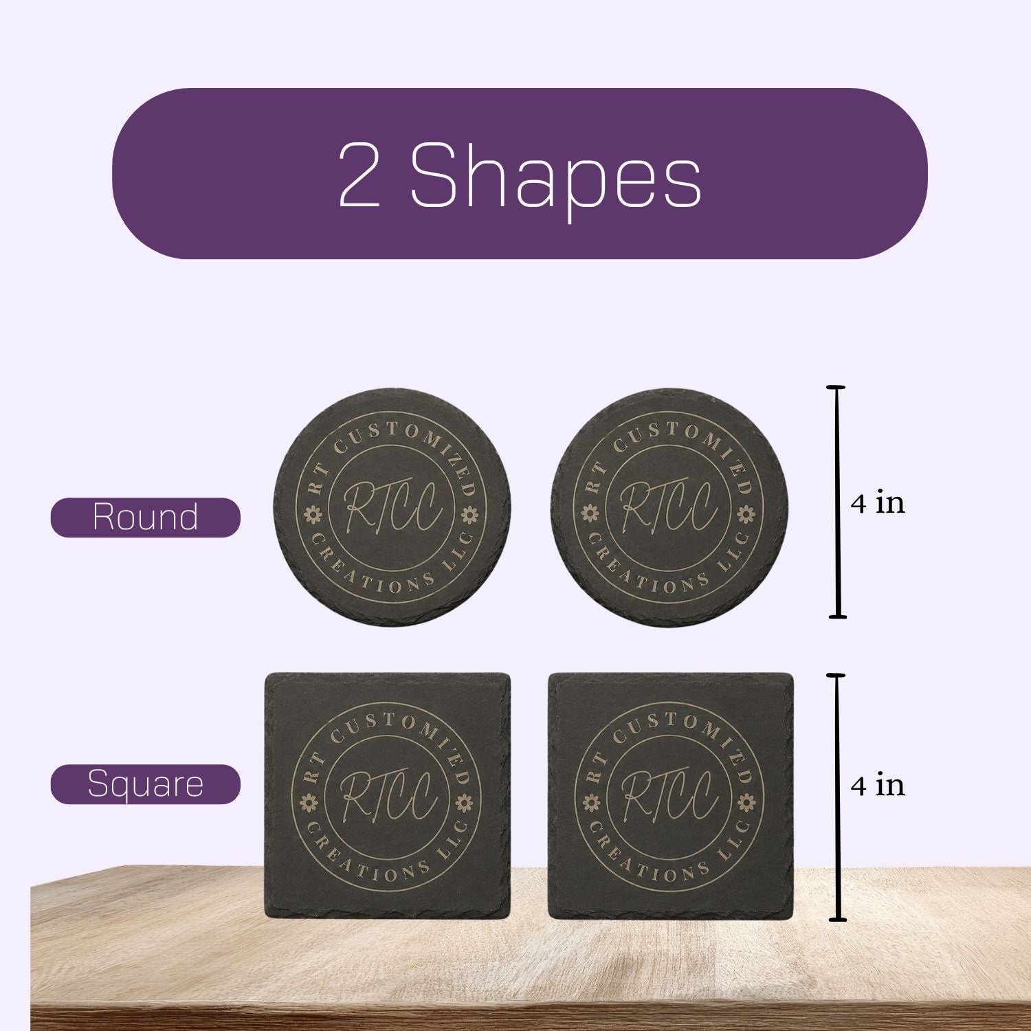 Custom Slate Coaster Set | Personalized Laser-Engraved Coasters with Your Logo, Monogram or Design