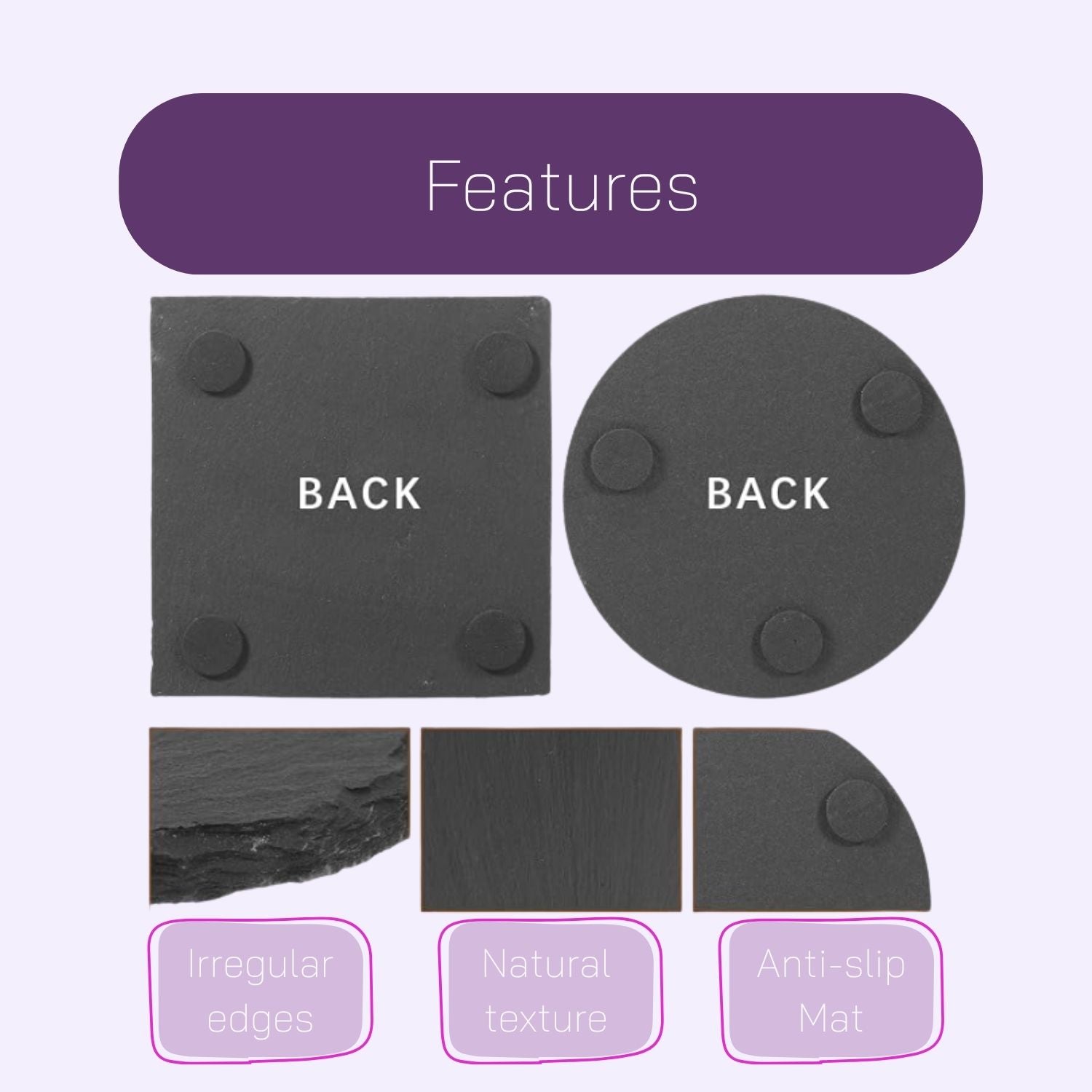 Custom Slate Coaster Set | Personalized Laser-Engraved Coasters with Your Logo, Monogram or Design