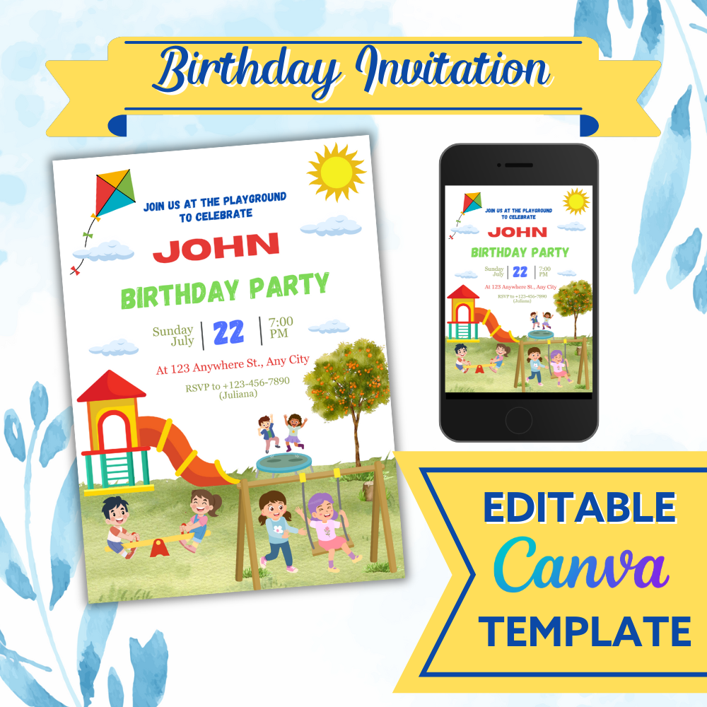 Park Birthday Invitation – Editable Canva Template (5x7)