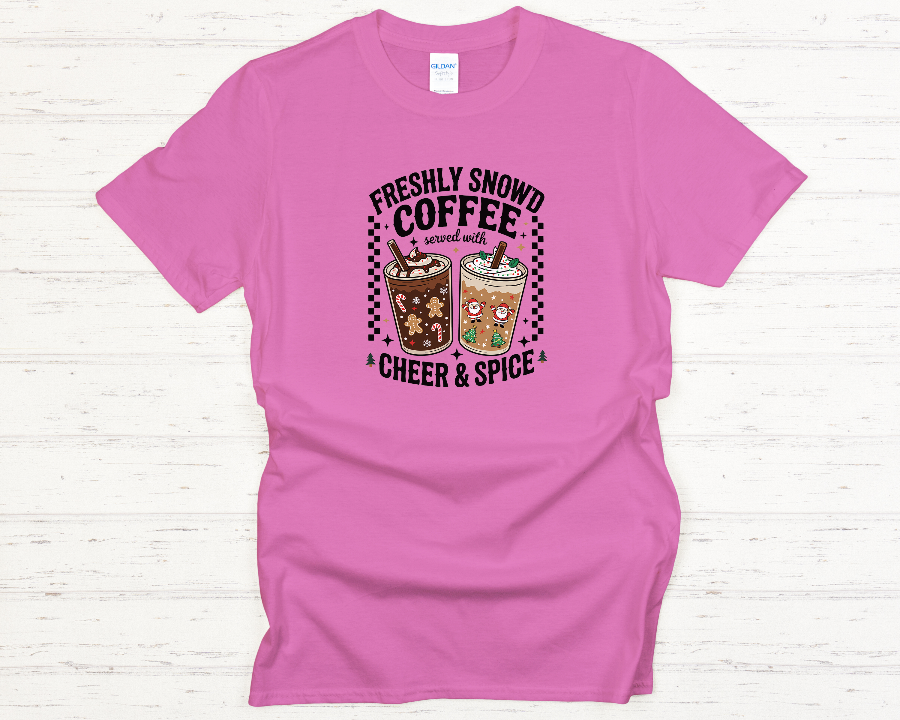 Freshly Snow'd Christmas Black Text Adult T-Shirt