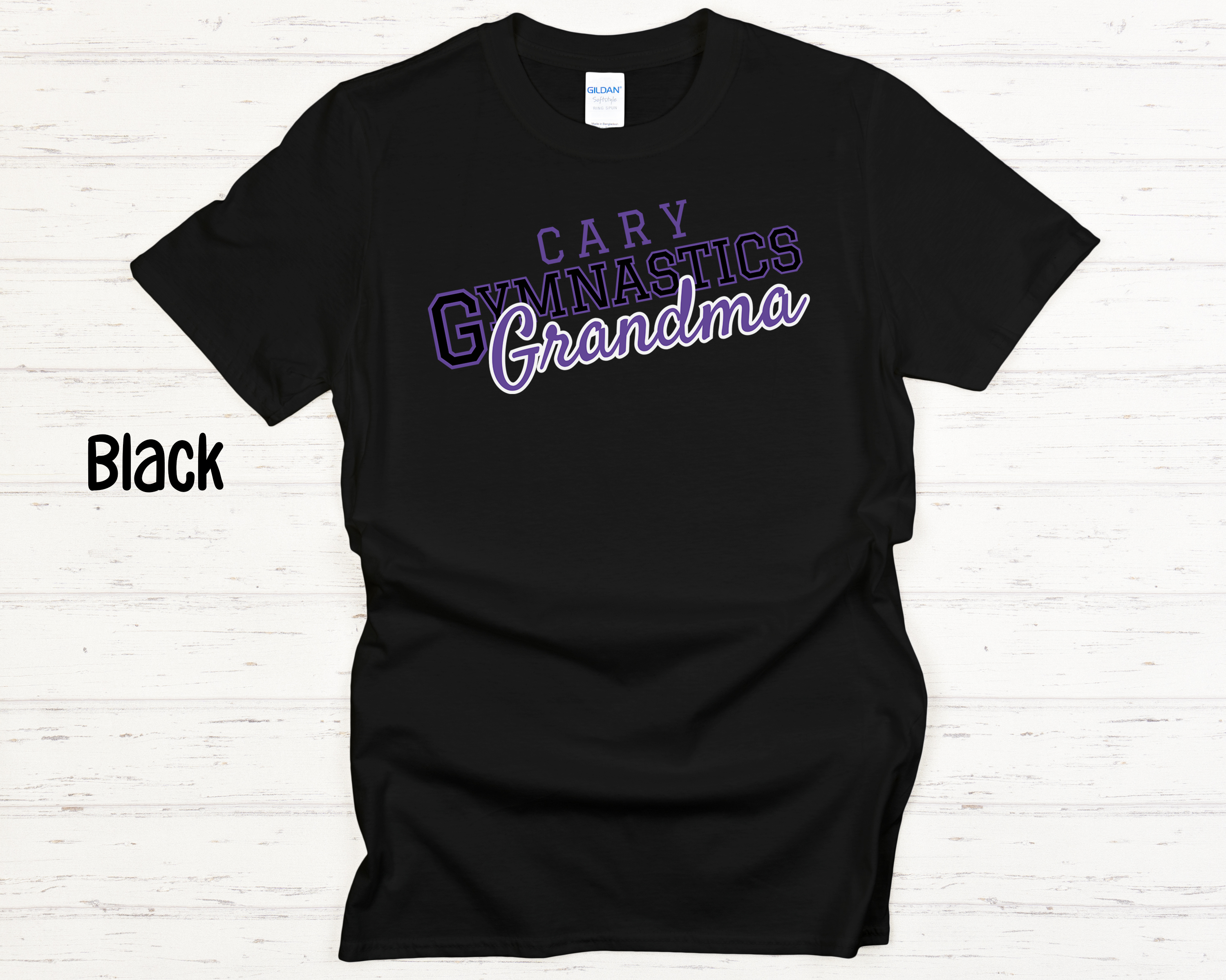 Cary Gymnastics Grandma Black Adult T-Shirt
