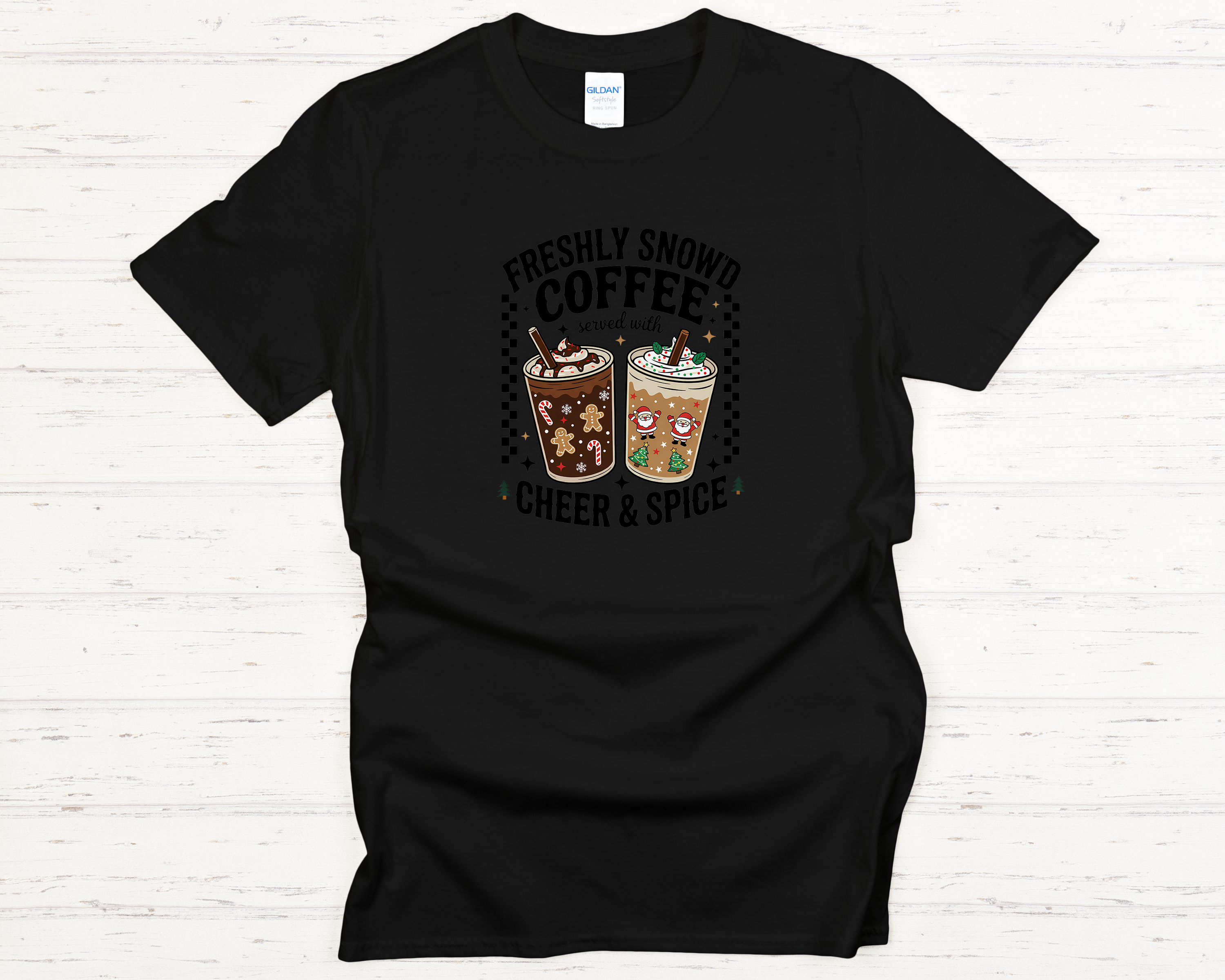 Freshly Snow'd Christmas Black Text Adult T-Shirt
