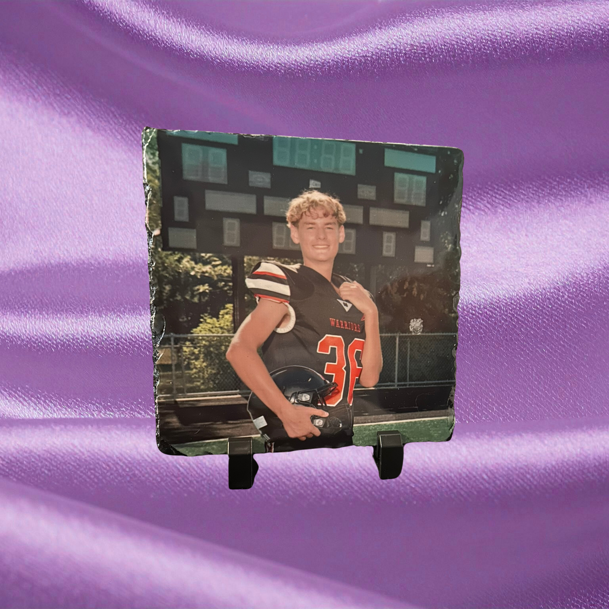 Custom Photo Slate – 6″ Square Sublimation Stone with Display Stand | Personalized Gift