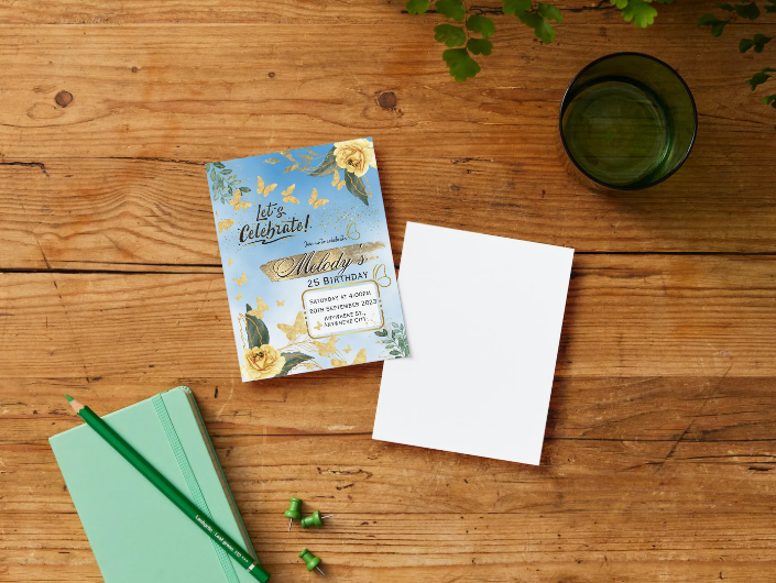 Butterfly Birthday Personalized Printed Party Invitations | Small or Large Size with Envelopes