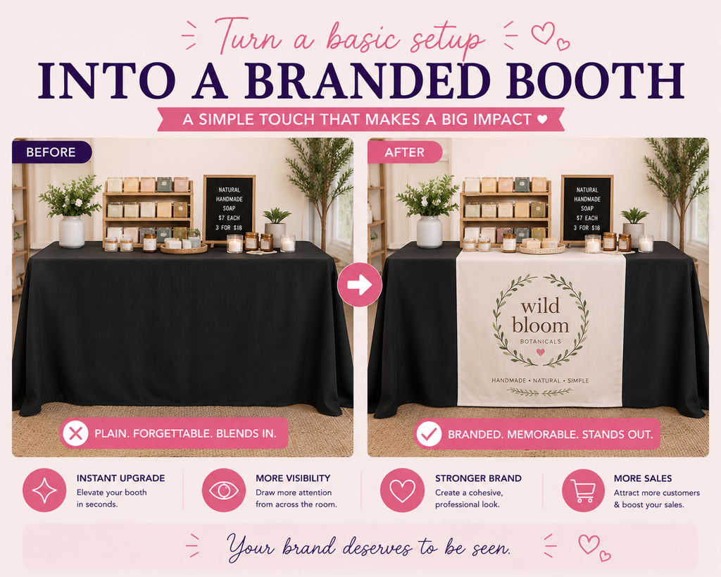 Custom Logo Table Runner for Vendor Booths & Small Businesses