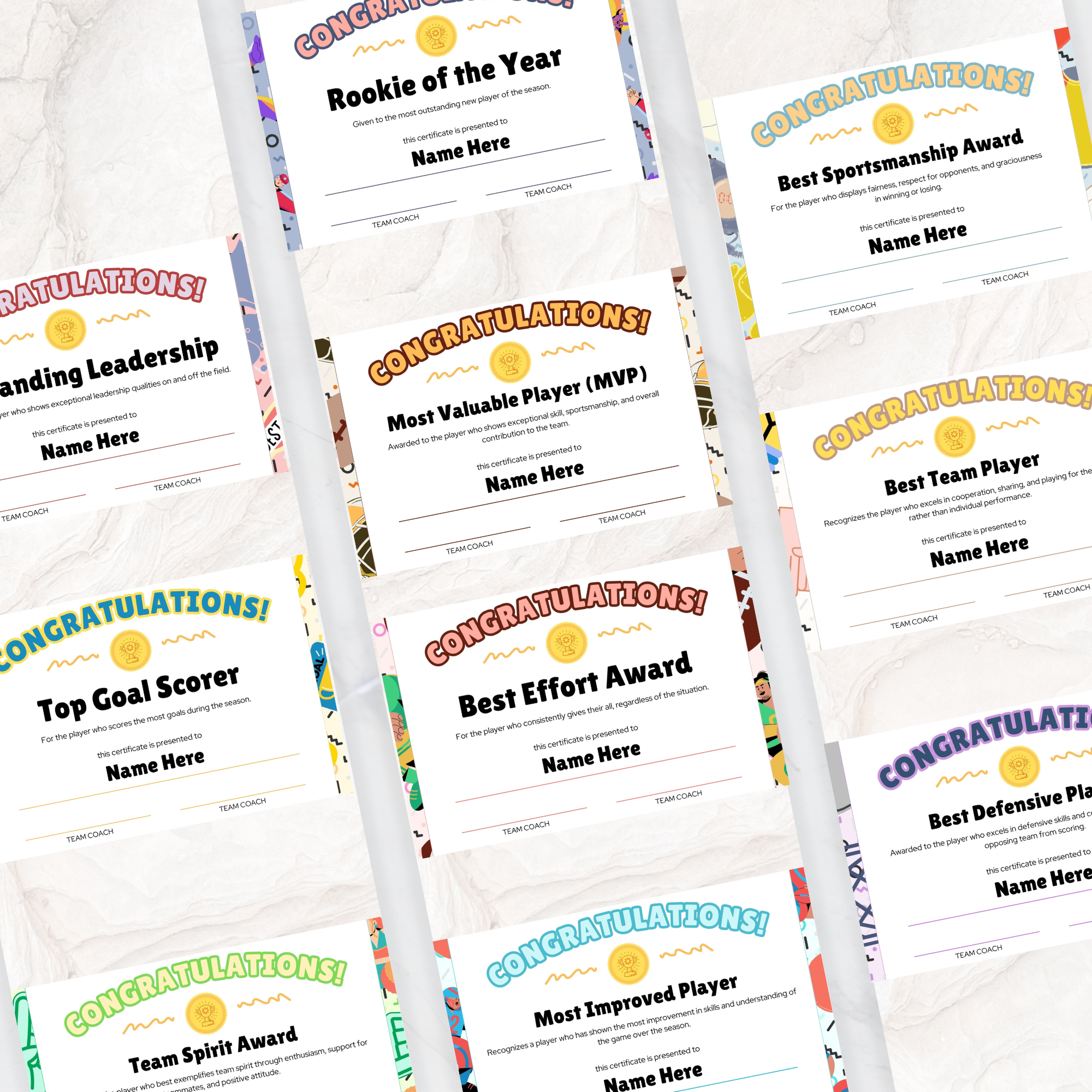Football Award Certificates | Editable Canva Template | Team & End-of-Season Awards