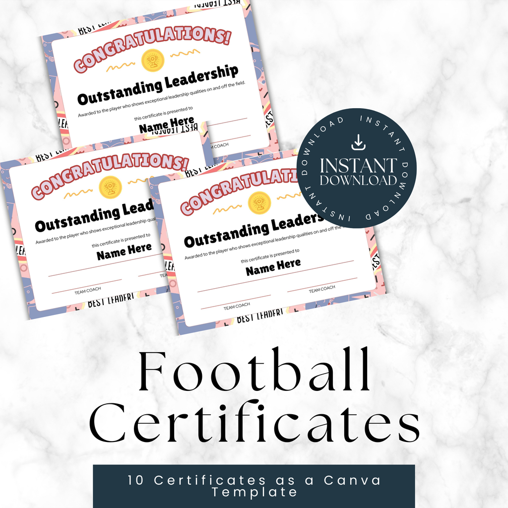 Football Award Certificates | Editable Canva Template | Team & End-of-Season Awards