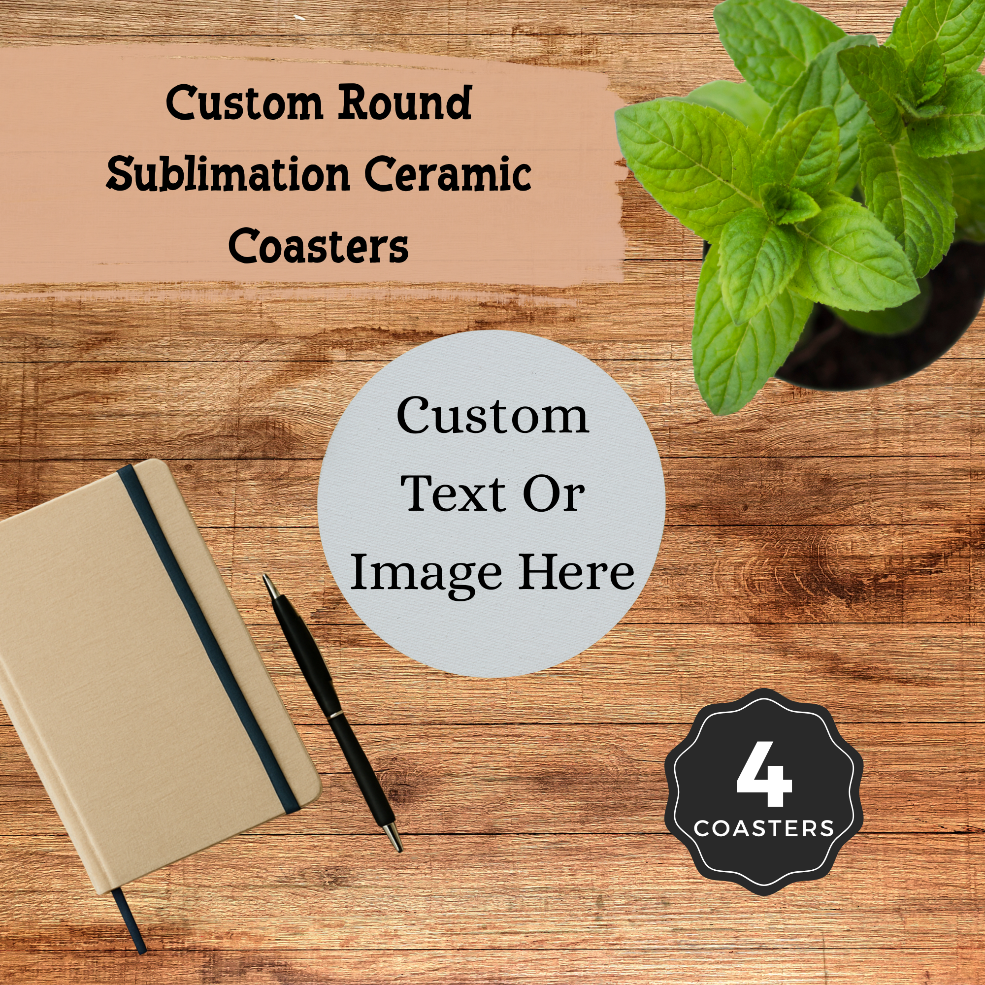 Custom Round Ceramic Sublimation Coasters | Set of 4 | Personalized Drink Coasters | Custom Photo Coasters