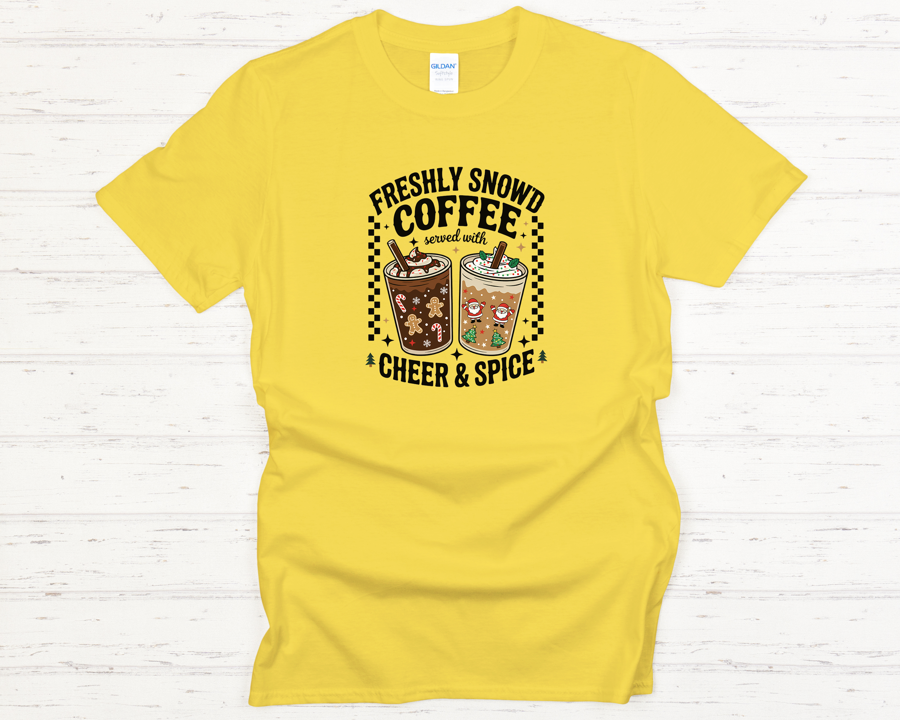 Freshly Snow'd Christmas Black Text Adult T-Shirt