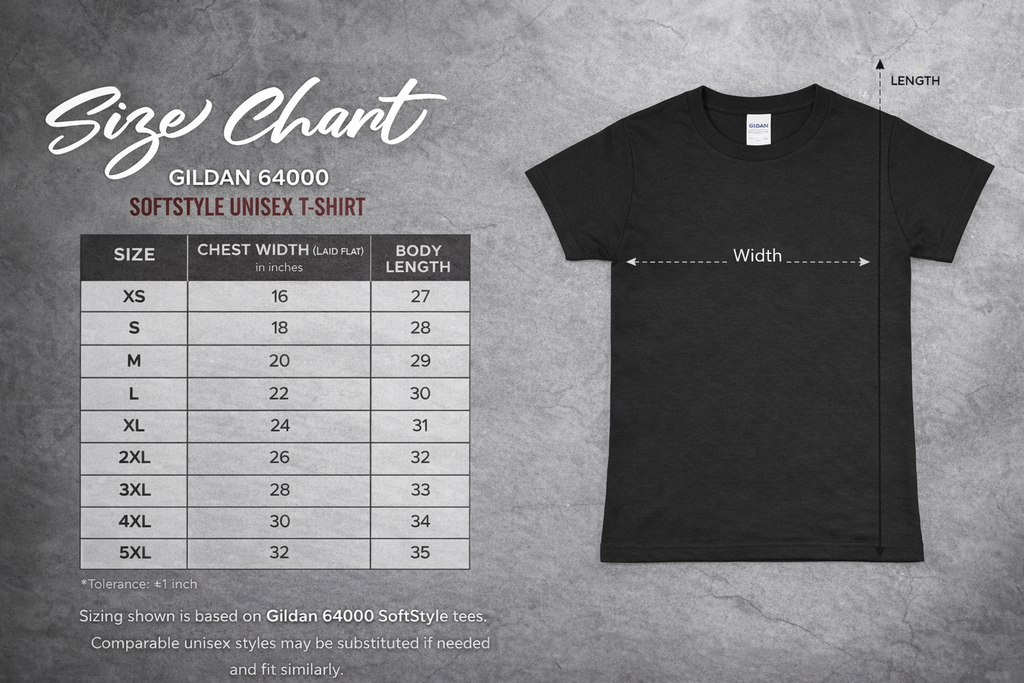 Gildan 64000 Size Chart