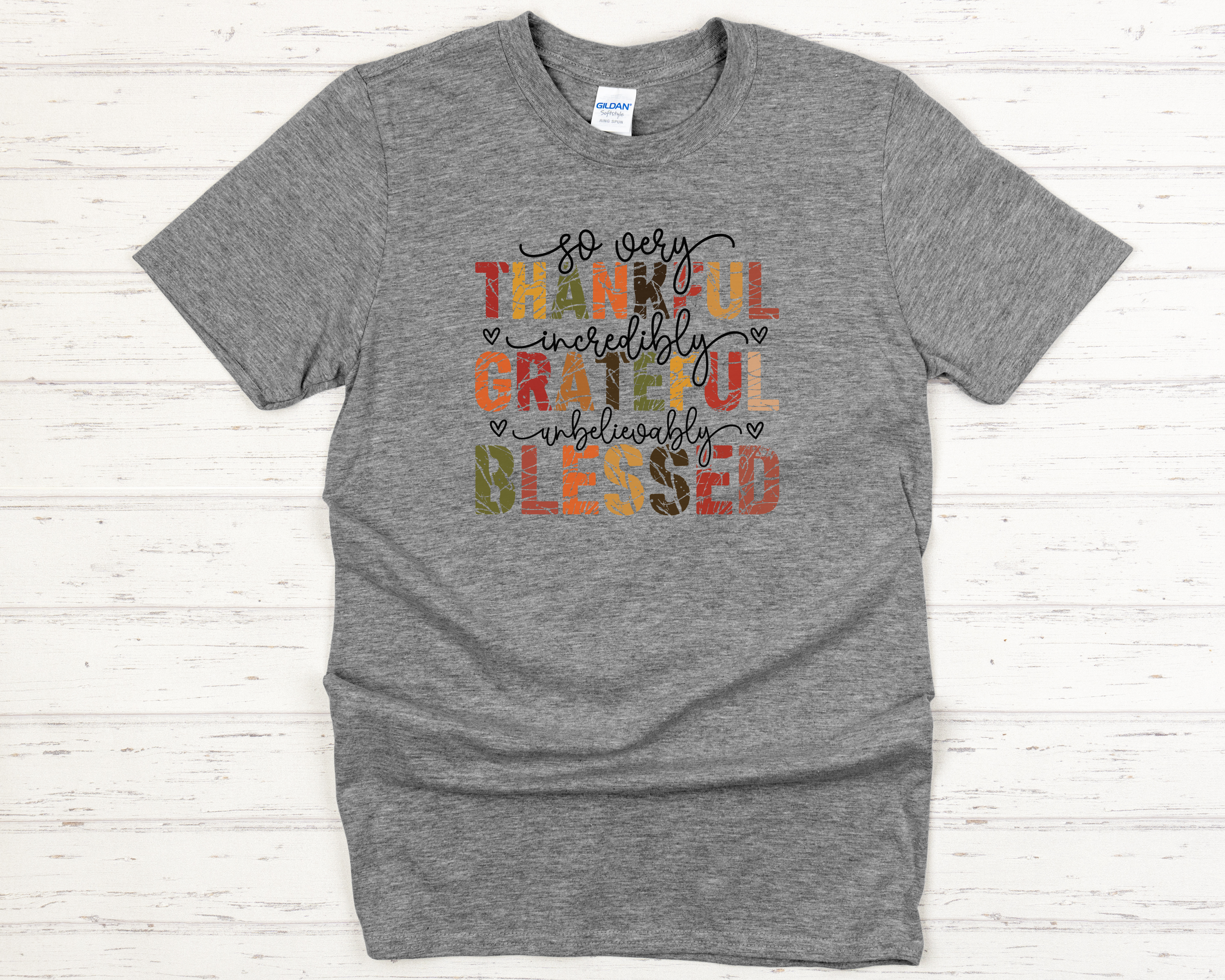 Thankful Grateful Blessed Adult T-Shirt