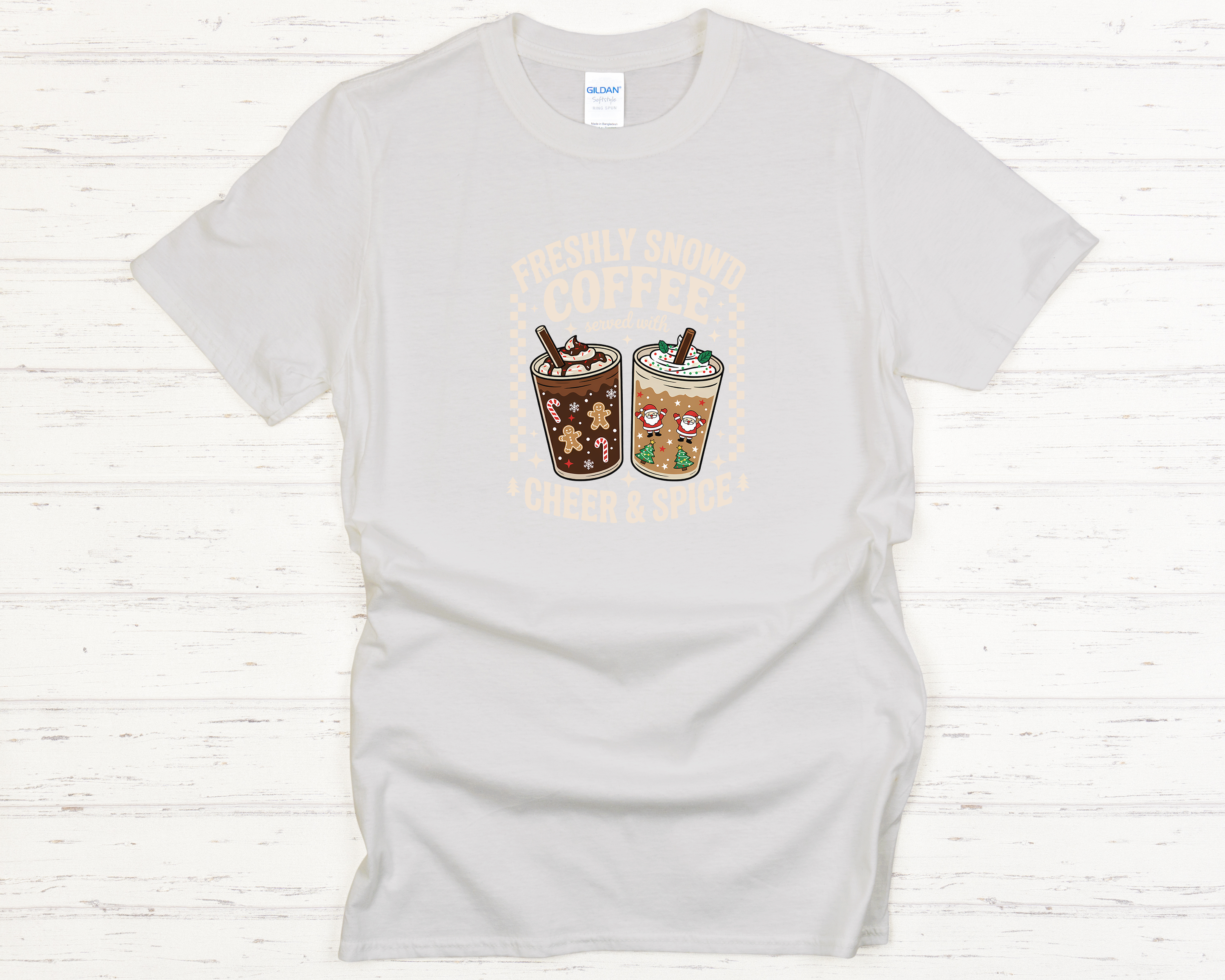 Freshly Snow'd Christmas Off-White Text Adult T-Shirt