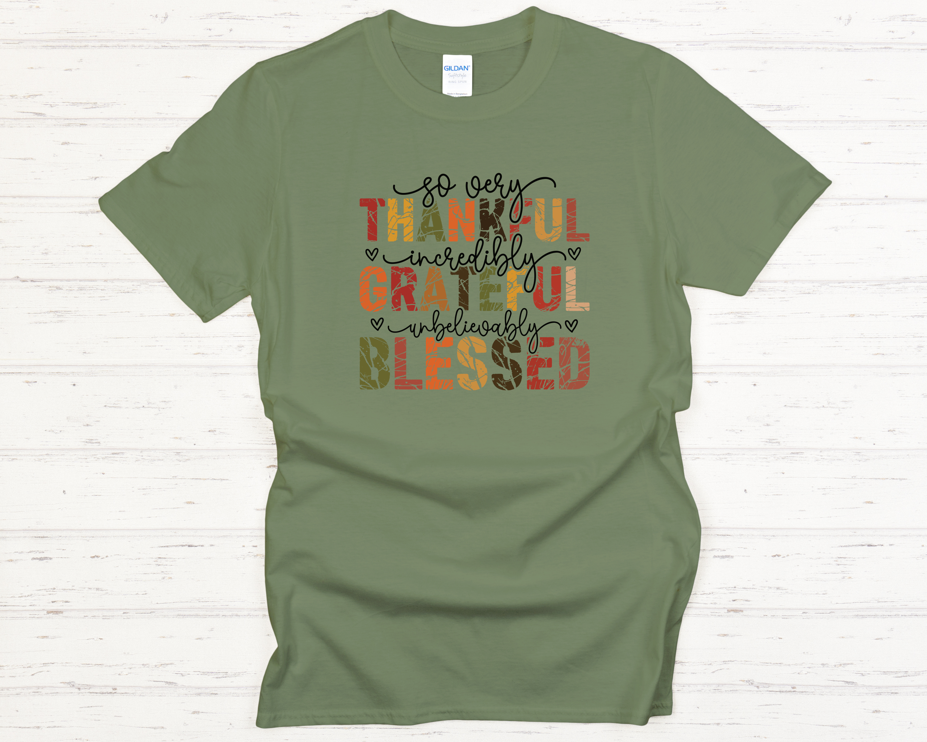 Thankful Grateful Blessed Adult T-Shirt
