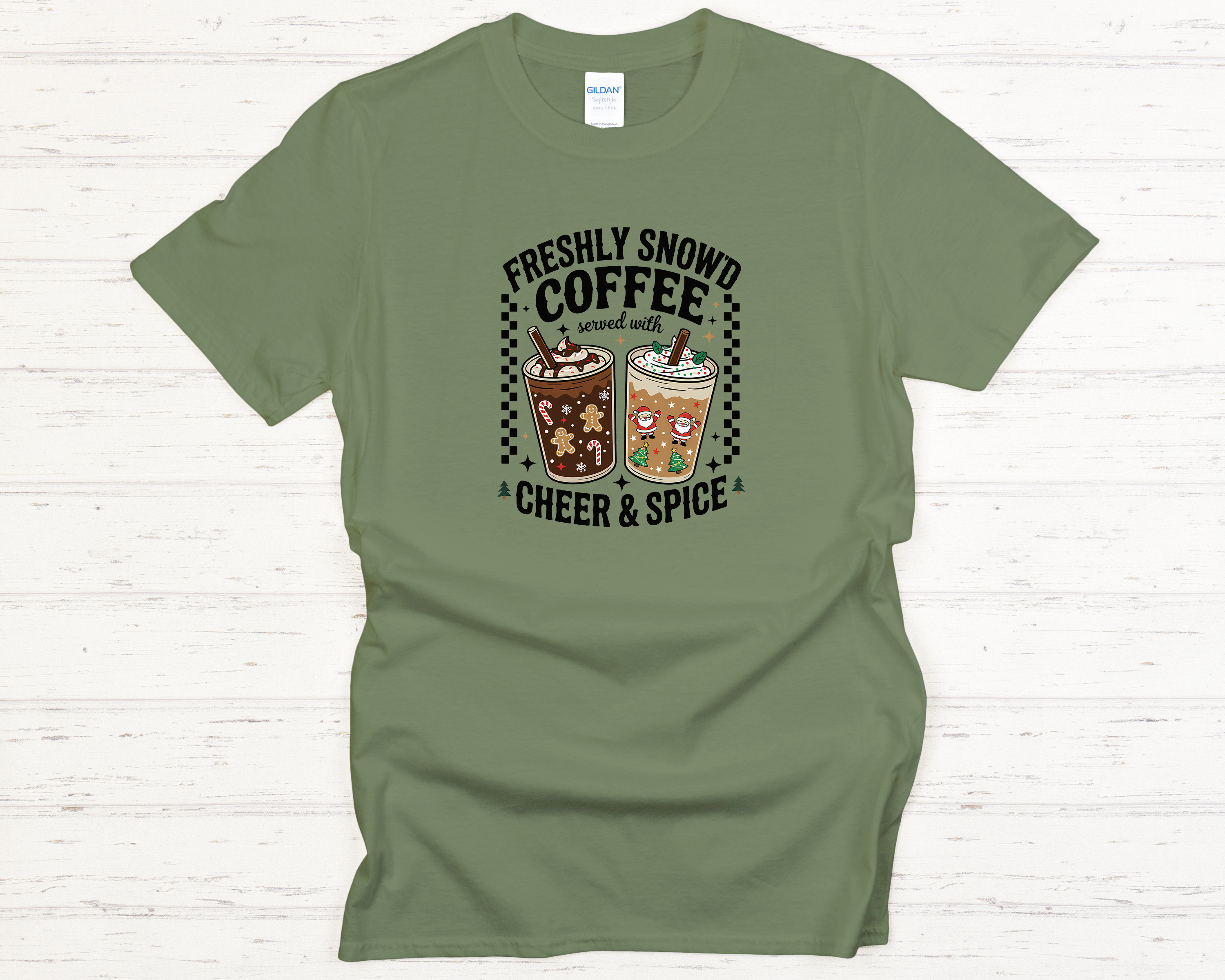 Freshly Snow'd Christmas Black Text Adult T-Shirt