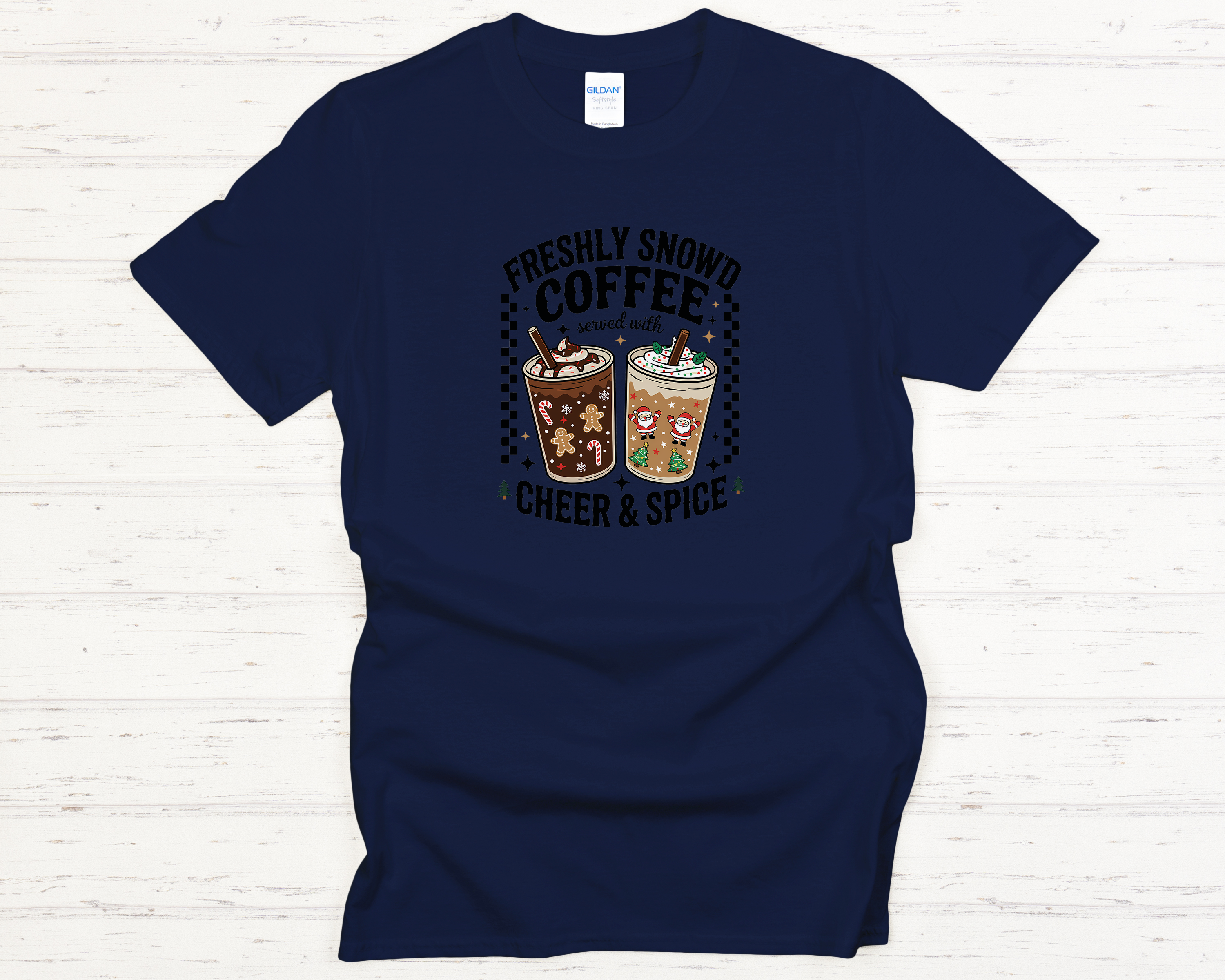 Freshly Snow'd Christmas Black Text Adult T-Shirt