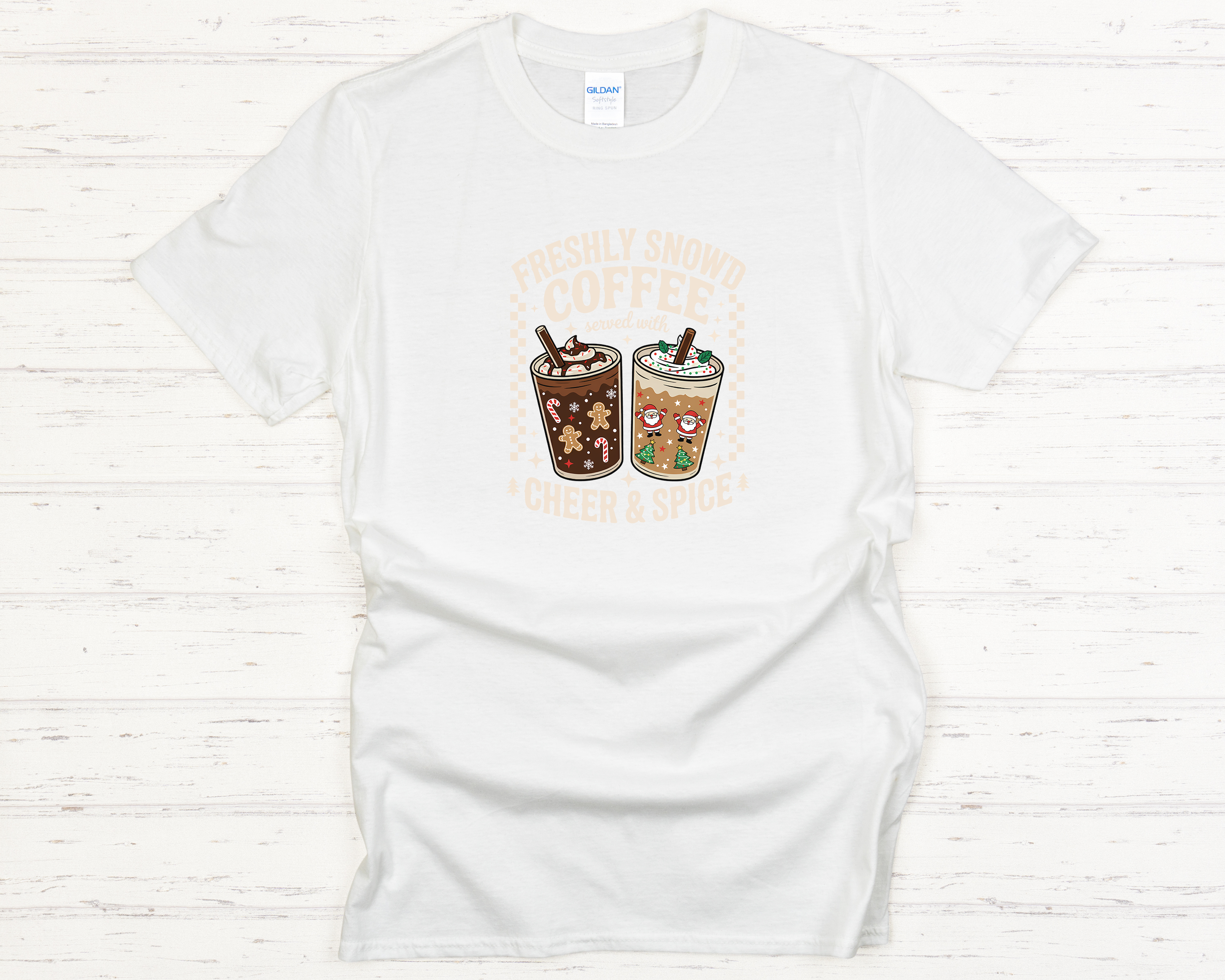 Freshly Snow'd Christmas Off-White Text Adult T-Shirt