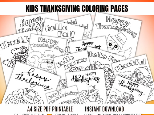17 Pages Kids Thanksgiving Coloring Pages, Fall Coloring Fun, Pilgrims, Turkey Day, Kids Coloring Sheets, Classroom Activities