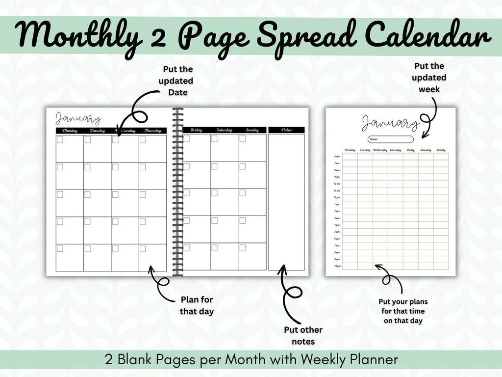 48 Page Plain Thanksgiving Planner PLUS 2 Different Monthly Calendars, 96 Total Pages, Thanksgiving Binder, Organization for Holidays