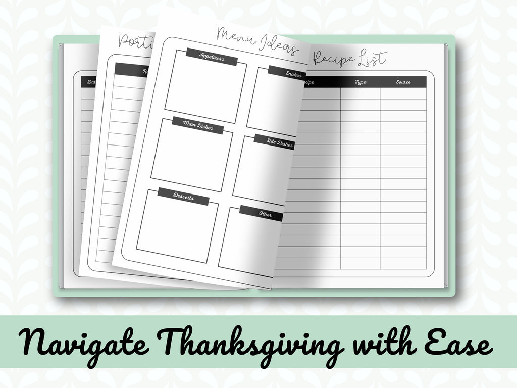 48 Page Plain Thanksgiving Planner PLUS 2 Different Monthly Calendars, 96 Total Pages, Thanksgiving Binder, Organization for Holidays