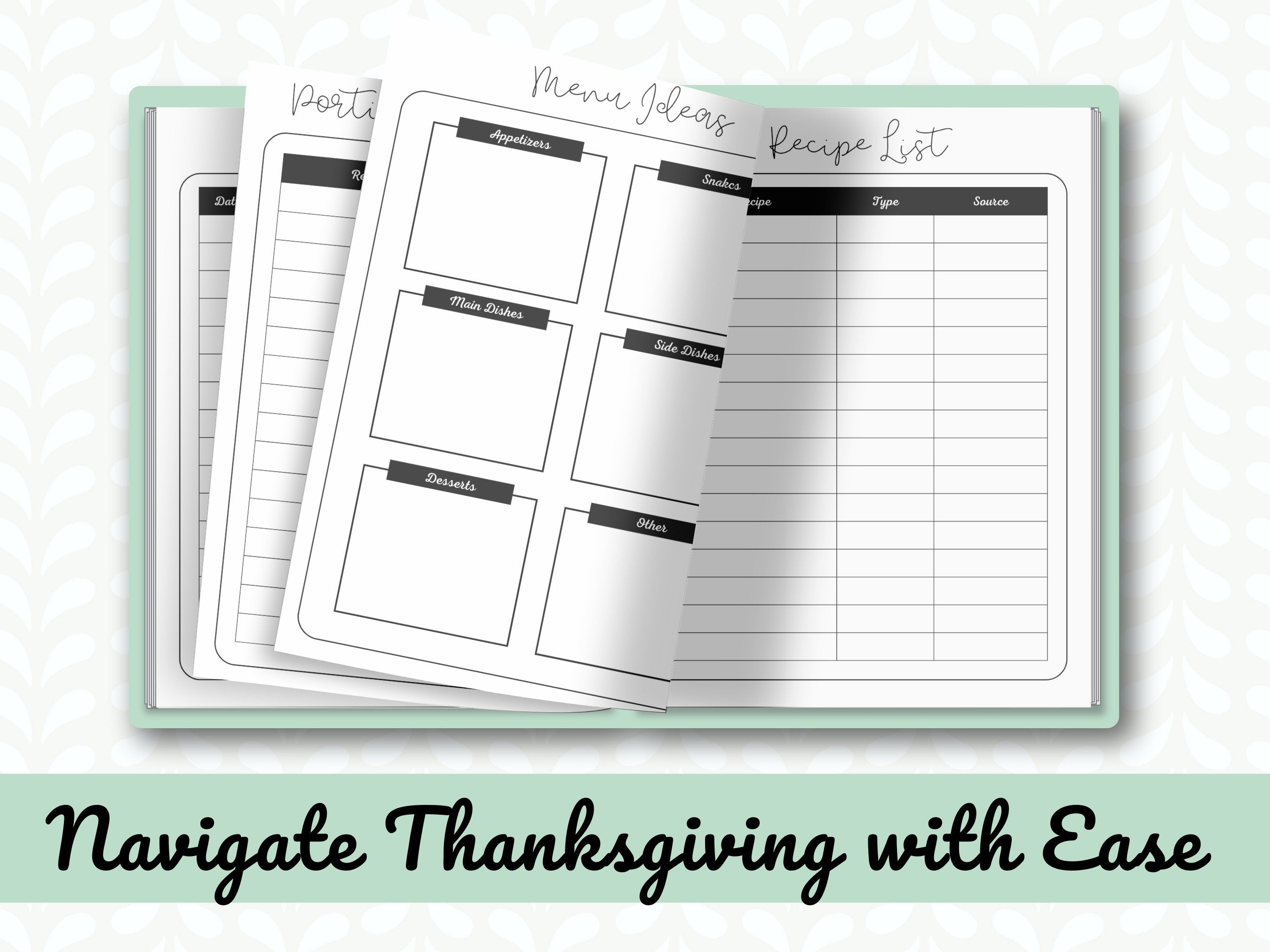 48 Page Plain Thanksgiving Planner PLUS 2 Different Monthly Calendars, 96 Total Pages, Thanksgiving Binder, Organization for Holidays