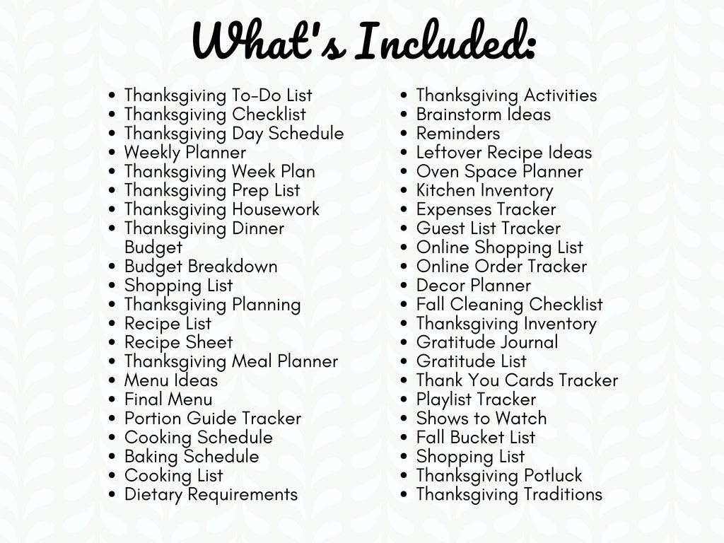 48 Page Plain Thanksgiving Planner PLUS 2 Different Monthly Calendars, 96 Total Pages, Thanksgiving Binder, Organization for Holidays