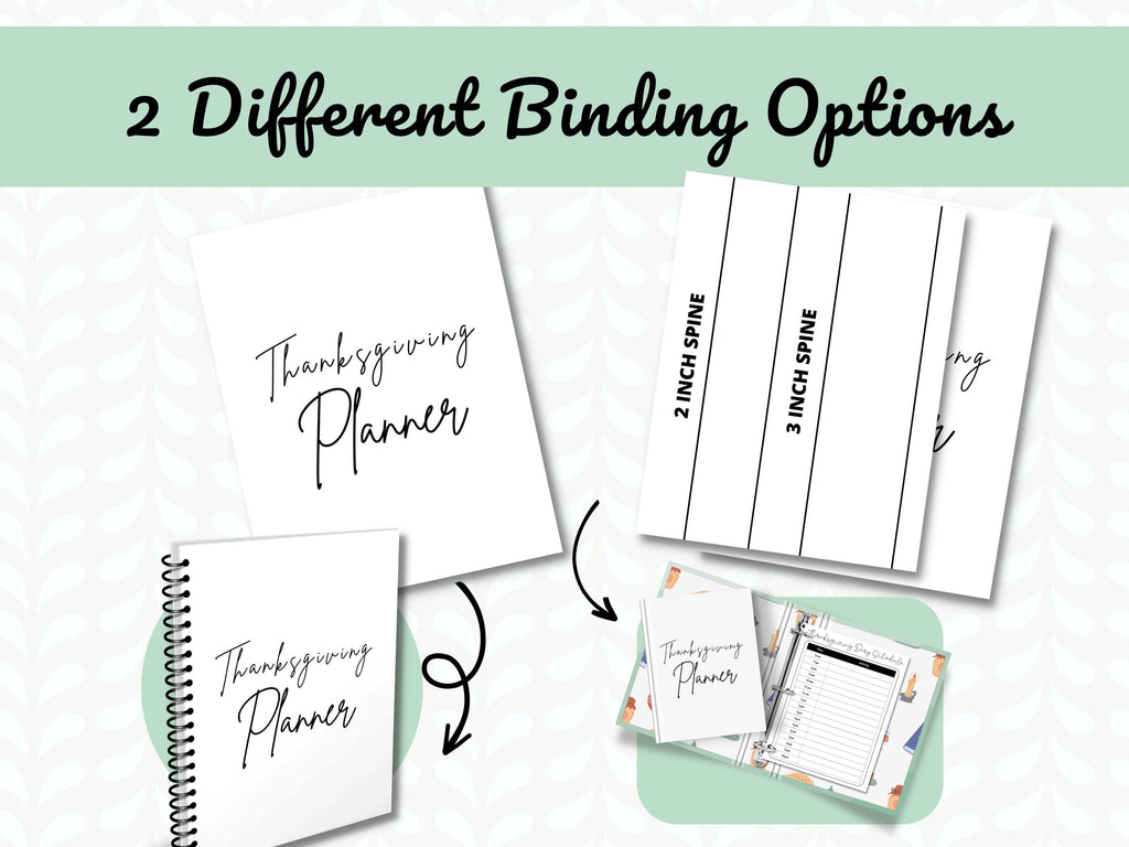 48 Page Plain Thanksgiving Planner PLUS 2 Different Monthly Calendars, 96 Total Pages, Thanksgiving Binder, Organization for Holidays