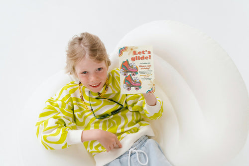 13th Birthday Roller Skating Party Invitation, Orange Retro Customizable or Editable 5x7 inches CANVA DIGITAL TEMPLATE Link