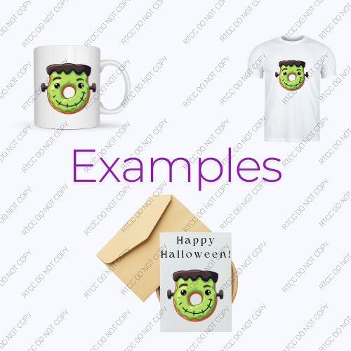 Frankenstein Donut Clip Art | Cute Halloween PNG | Spooky Kawaii Donut Digital Download | Halloween Sticker Sublimation Graphic